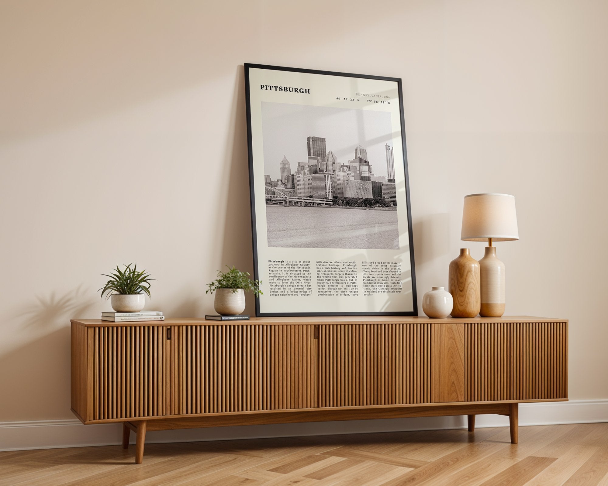 Pittsburgh Poster | Black & White Pennsylvania Skyline Wall Art | PA Travel Print - Evergreen Posters
