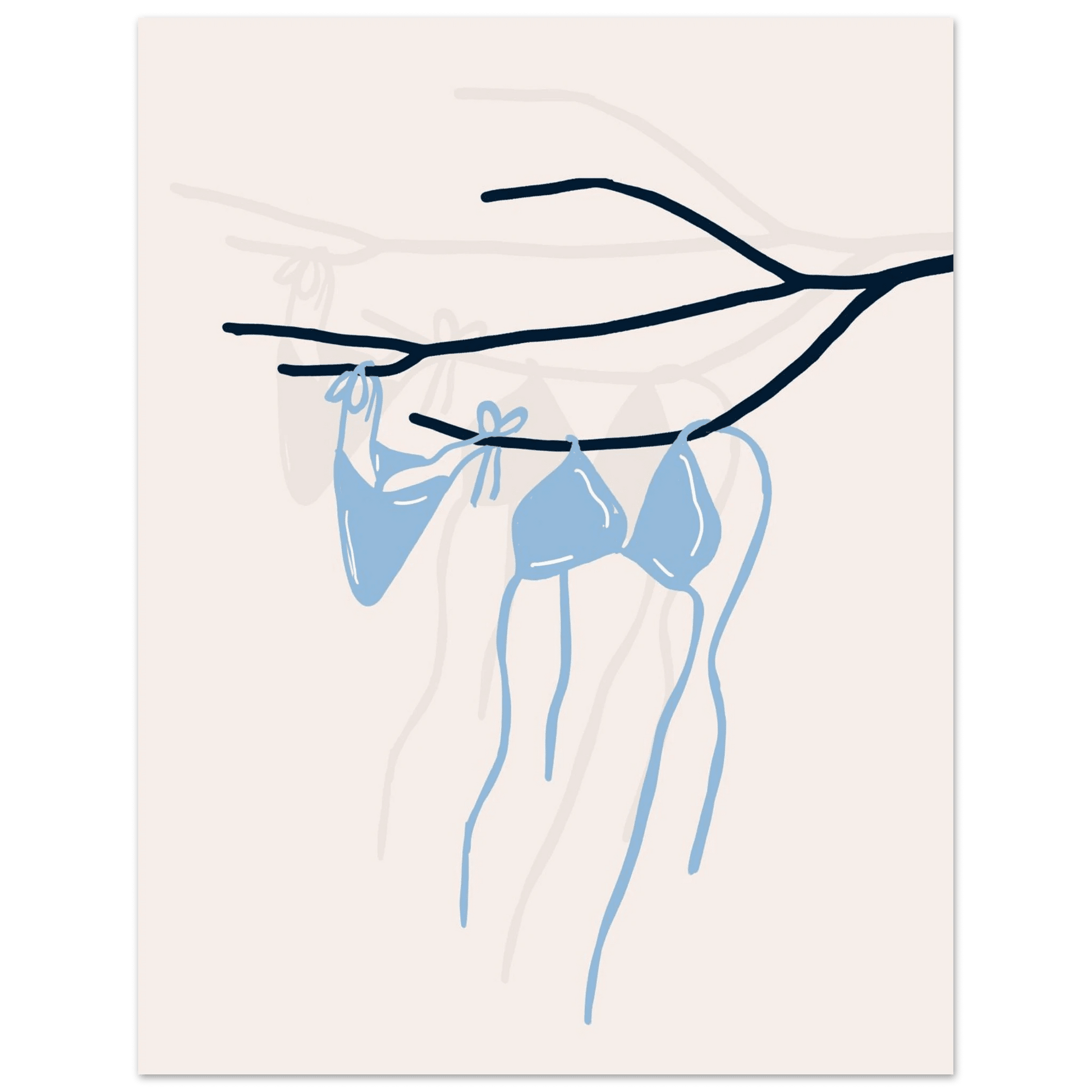 Coastal Bikini Line Art Poster – Minimalist Beach Wall Art Print - Evergreen Posters