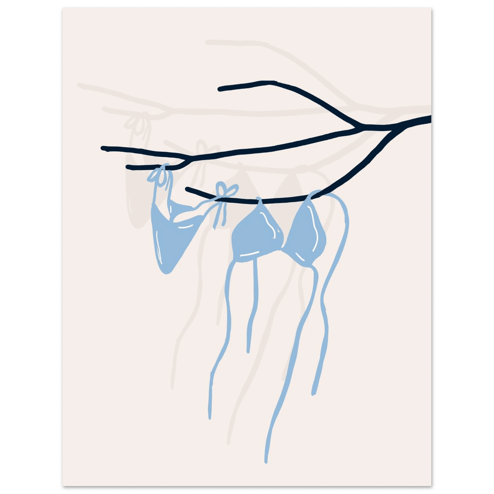 Coastal Bikini Line Art Poster – Minimalist Beach Wall Art Print - Evergreen Posters