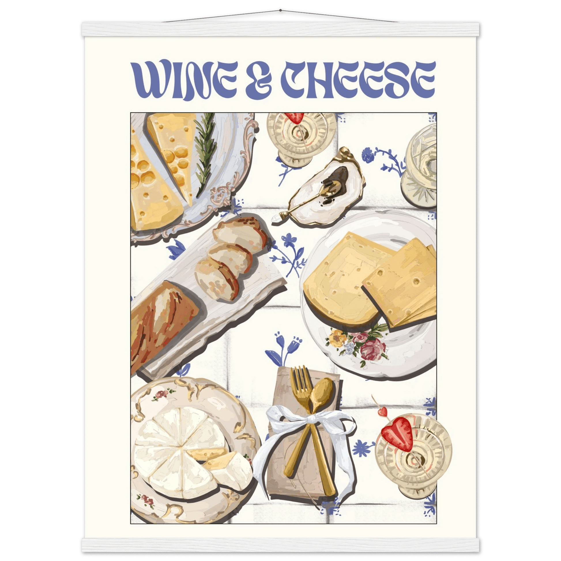Wine & Cheese Poster – Elegant Kitchen & Dining Wall Art Print (Digital & Printed Options) - Evergreen Posters