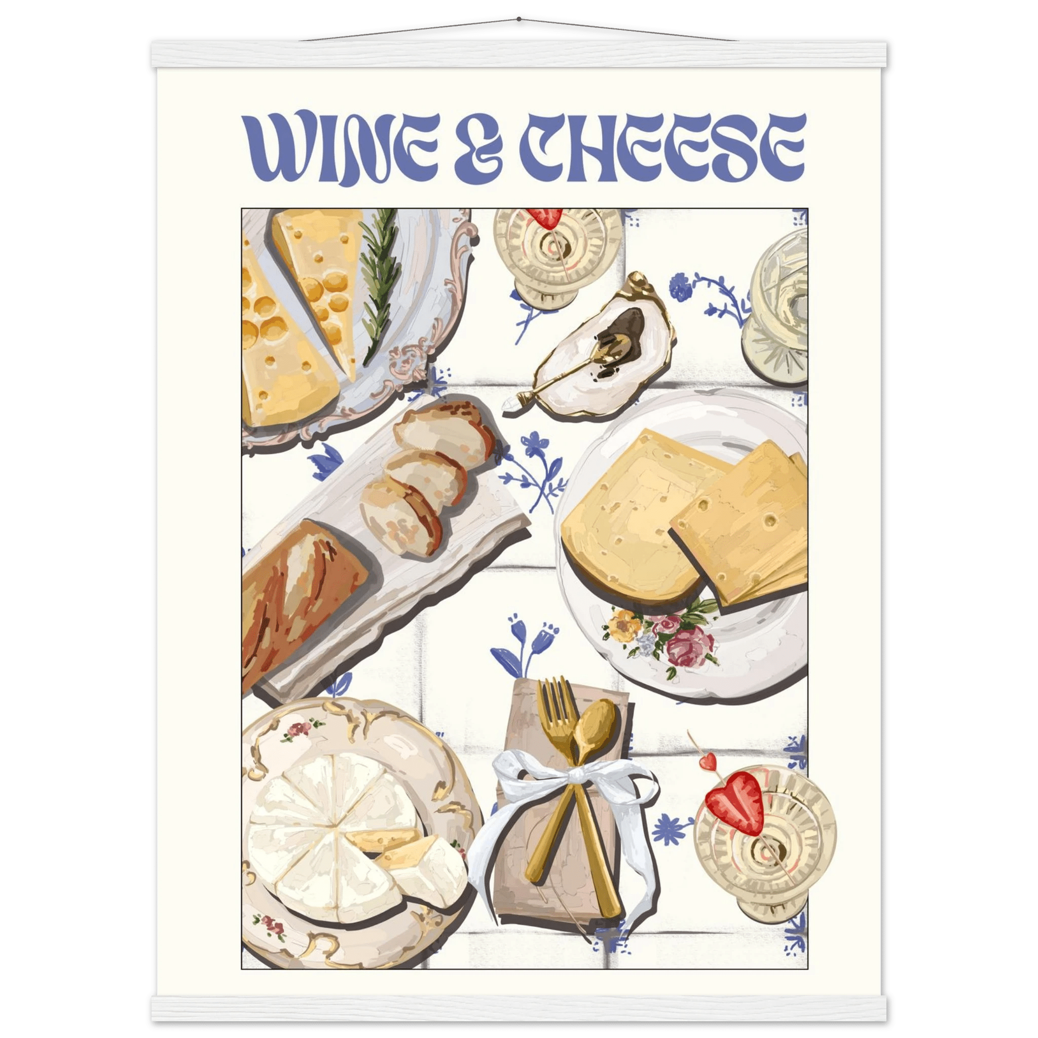 Wine & Cheese Poster – Elegant Kitchen & Dining Wall Art Print (Digital & Printed Options) - Evergreen Posters