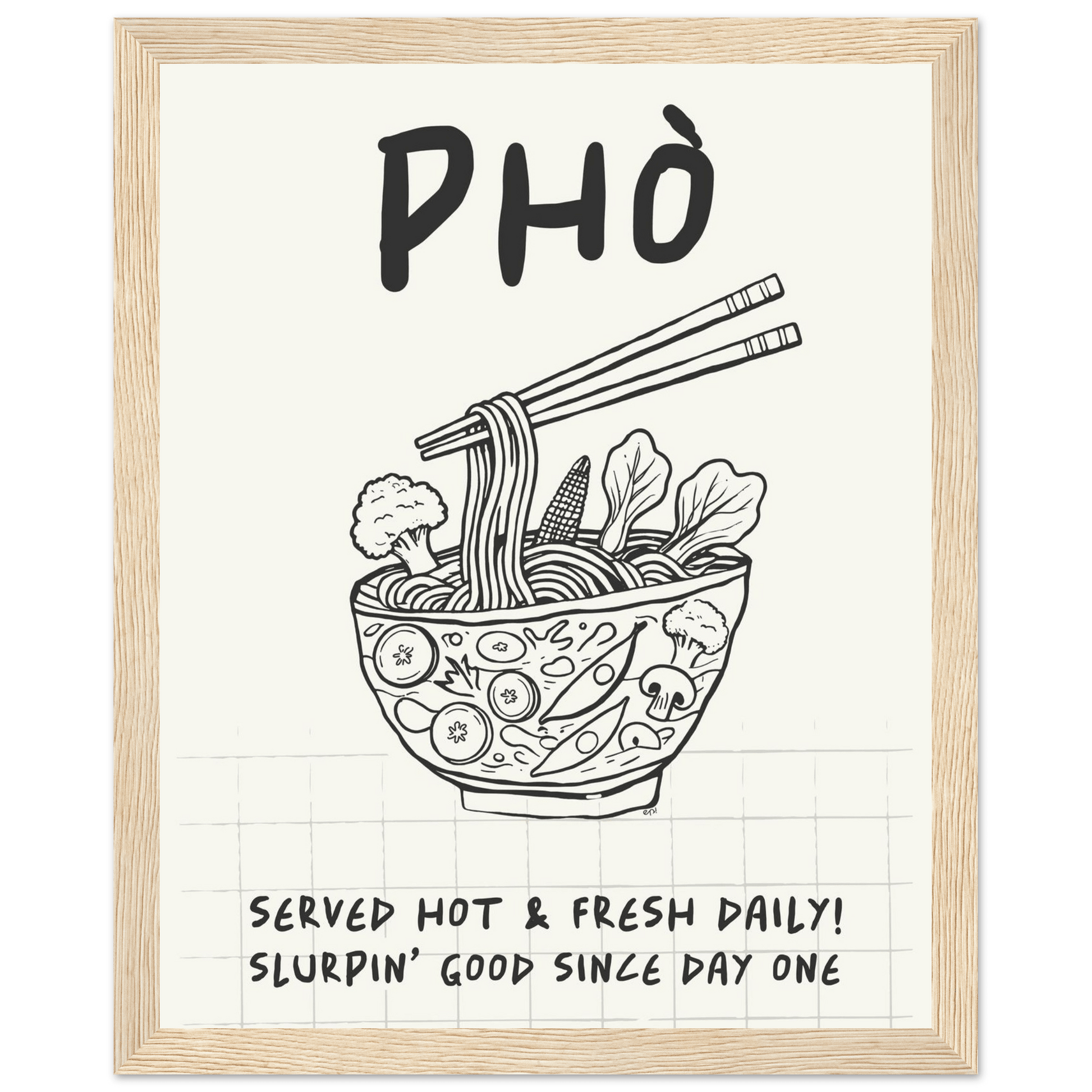 Pho Poster – Slurpin’ Good Vietnamese Kitchen Wall Art Print (Digital & Printed Options) - Evergreen Posters