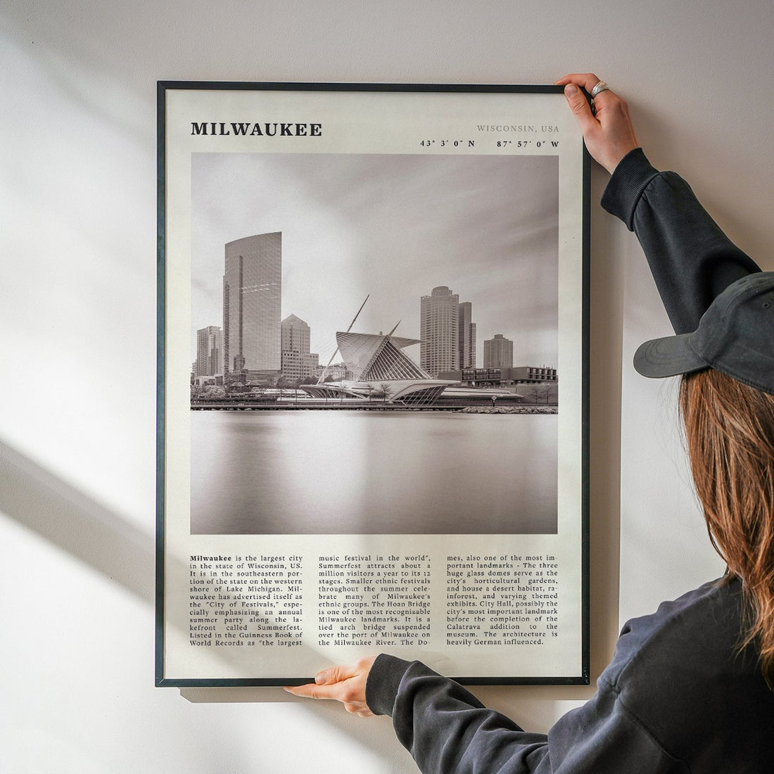 Milwaukee Poster | Black & White Wisconsin City Wall Art | USA Travel Print - Evergreen Posters