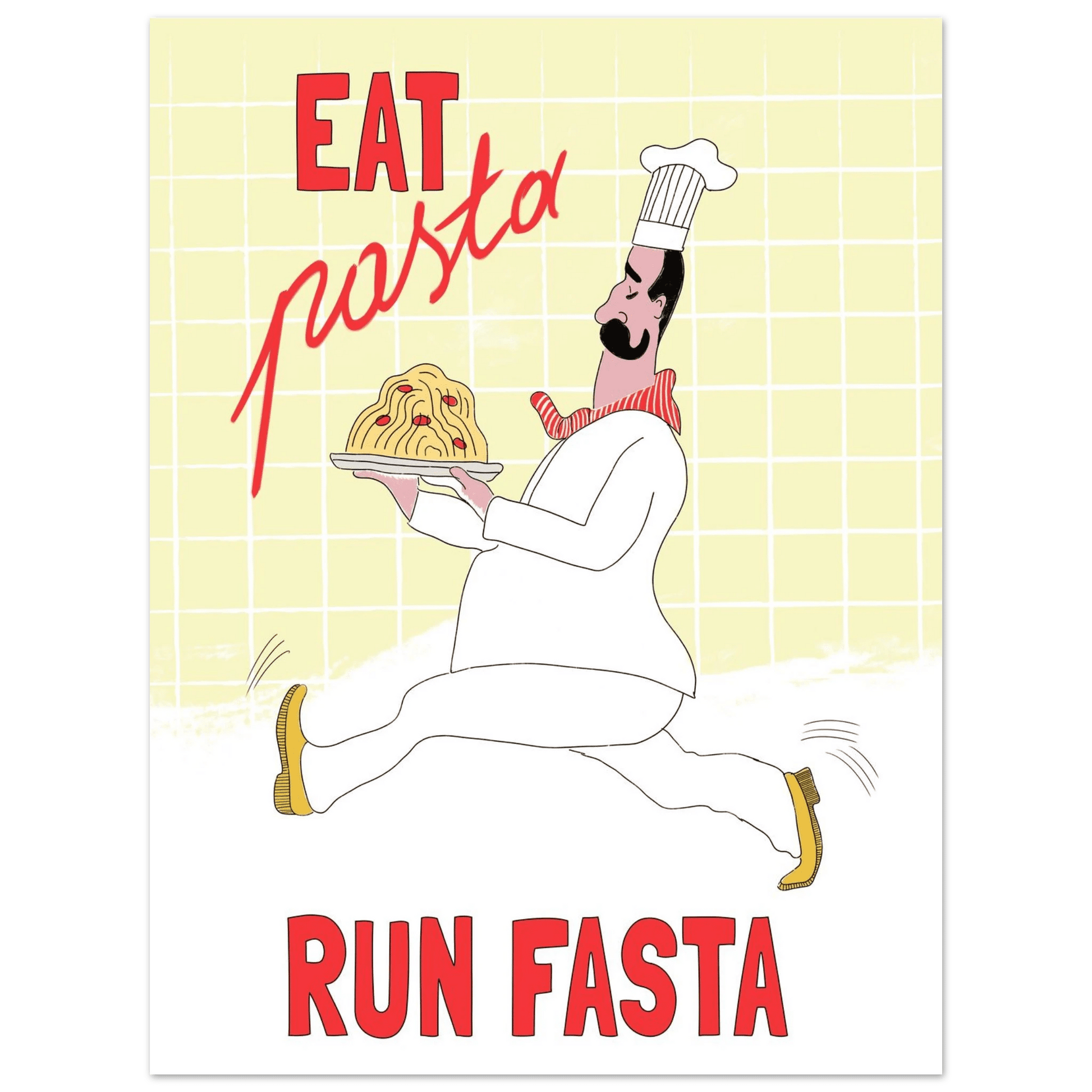 Eat Pasta Run Fasta Poster – Playful Kitchen Wall Art Print (Digital & Printed Options) - Evergreen Posters