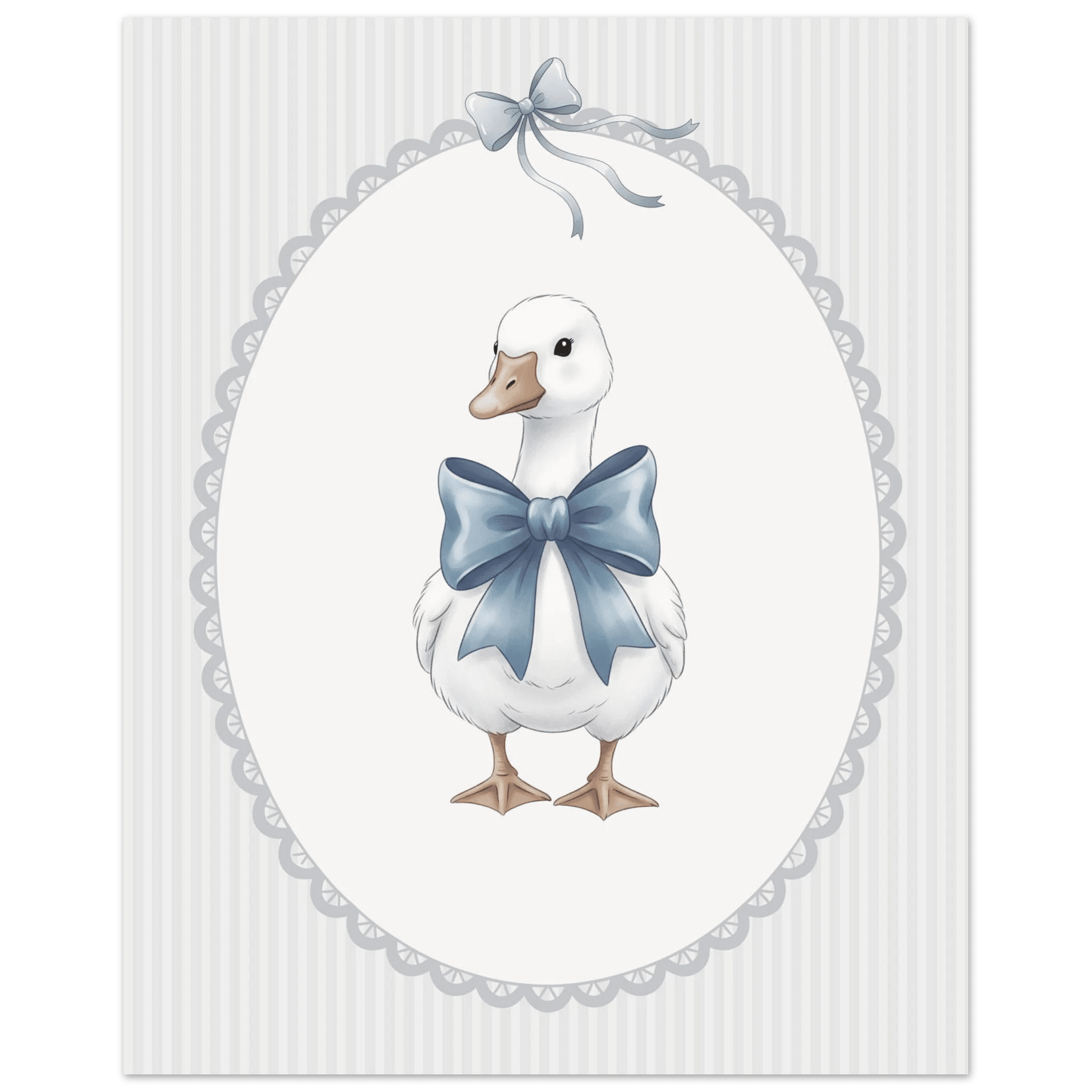 Blue Bow Duck Nursery Poster – Sweet Baby Room Wall Art Print - Evergreen Posters