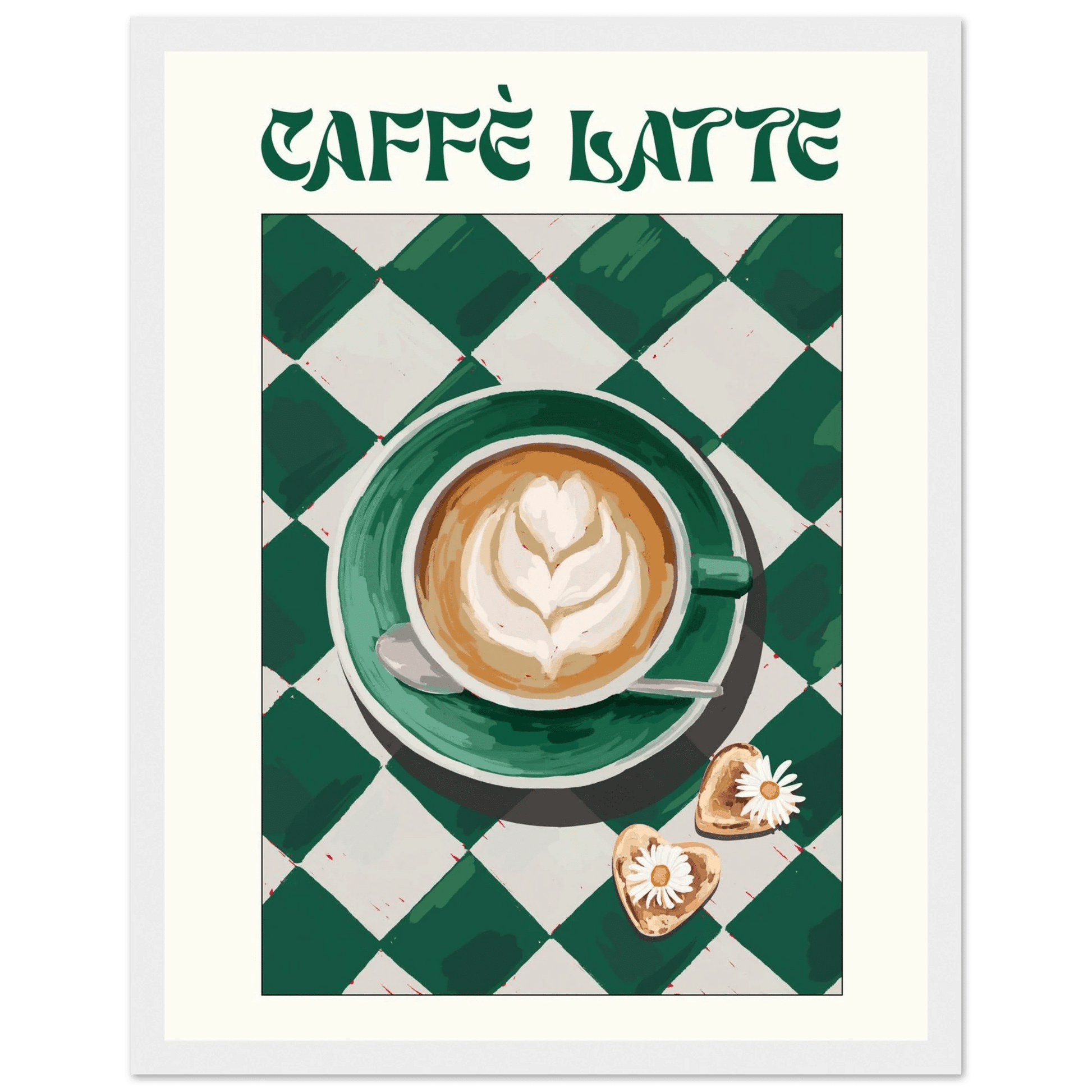Caffè Latte Poster – Playful Coffee Kitchen Wall Art Print (Digital & Printed Options) - Evergreen Posters