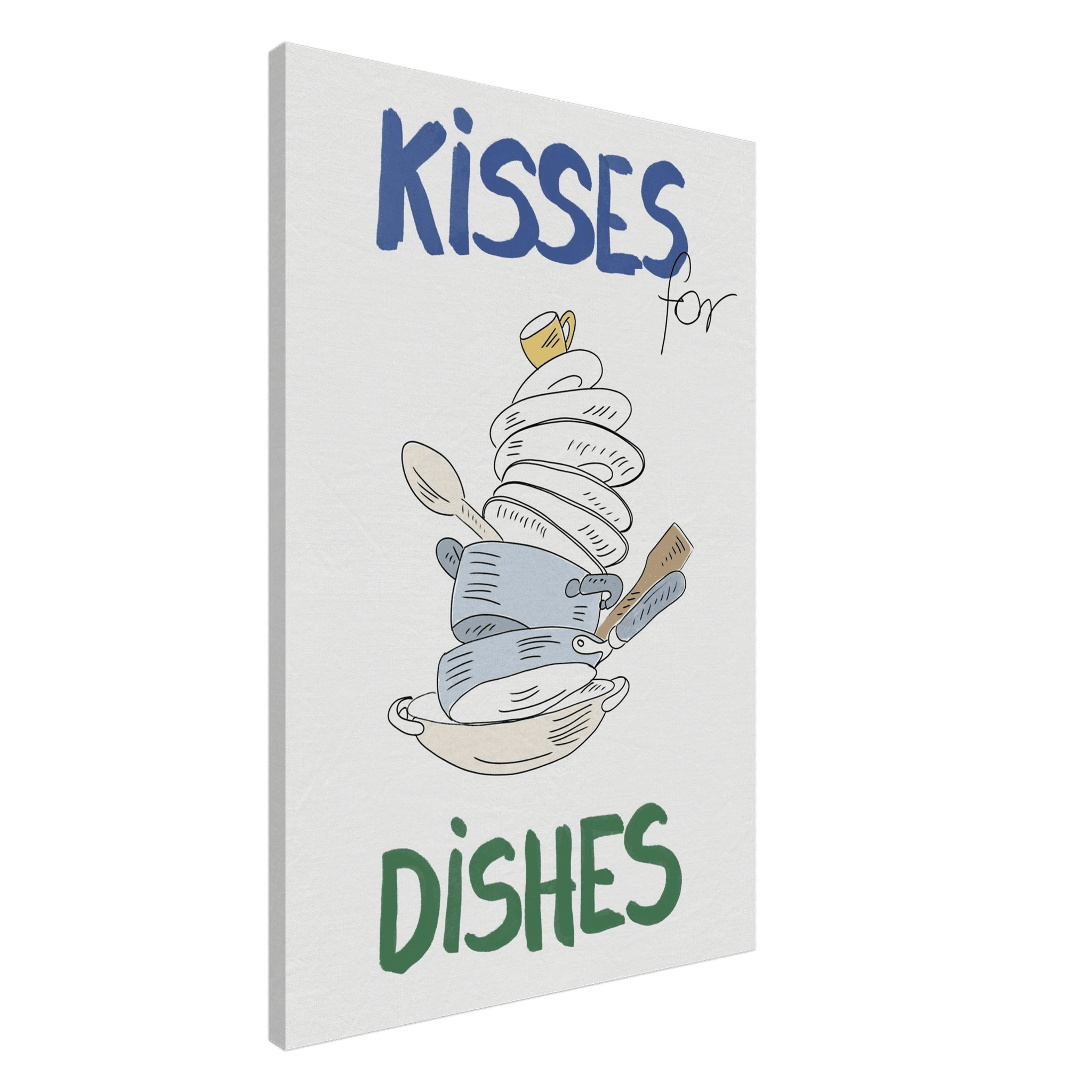 Kisses for Dishes Poster – Funny Kitchen Wall Art Print (Digital & Printed Options) - Evergreen Posters