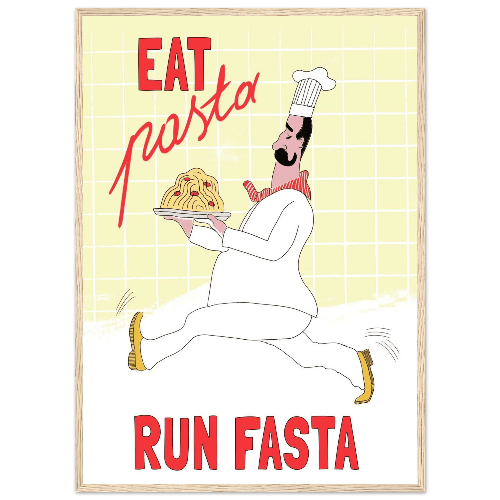 Eat Pasta Run Fasta Poster – Playful Kitchen Wall Art Print (Digital & Printed Options) - Evergreen Posters