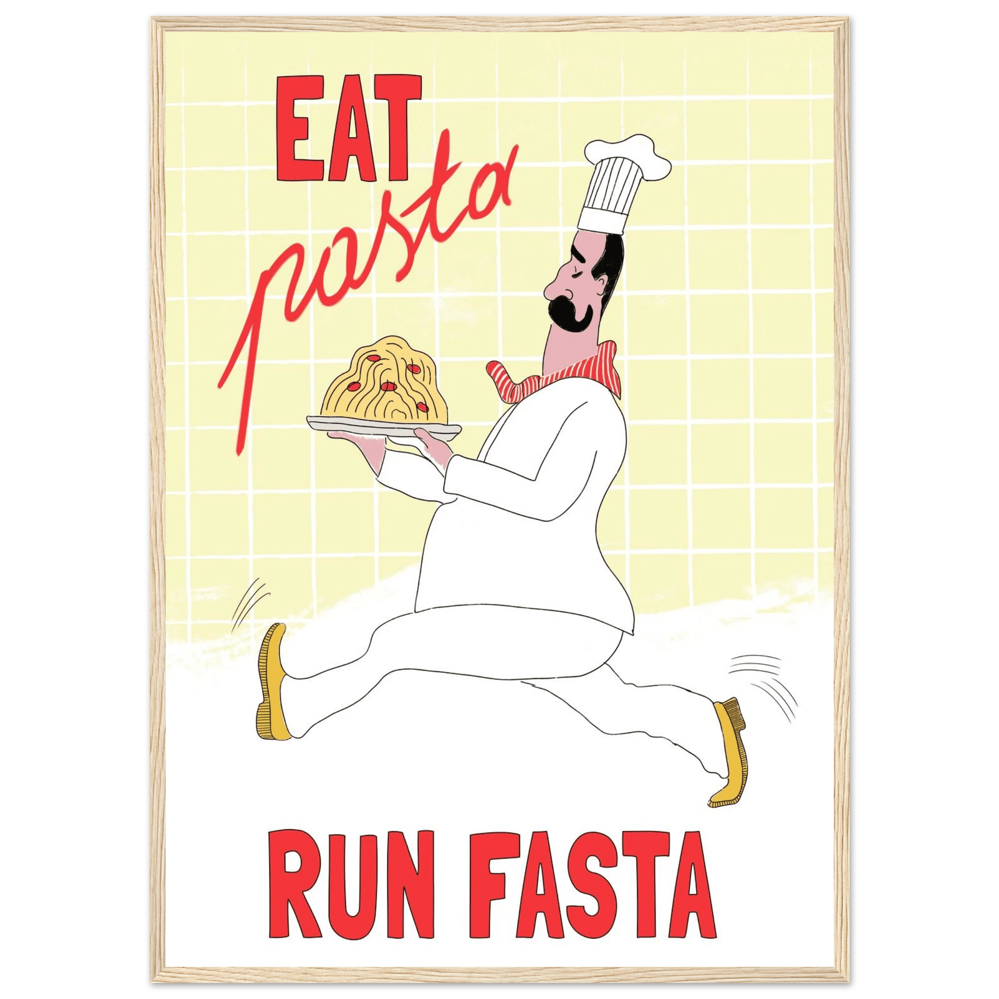 Eat Pasta Run Fasta Poster – Playful Kitchen Wall Art Print (Digital & Printed Options) - Evergreen Posters