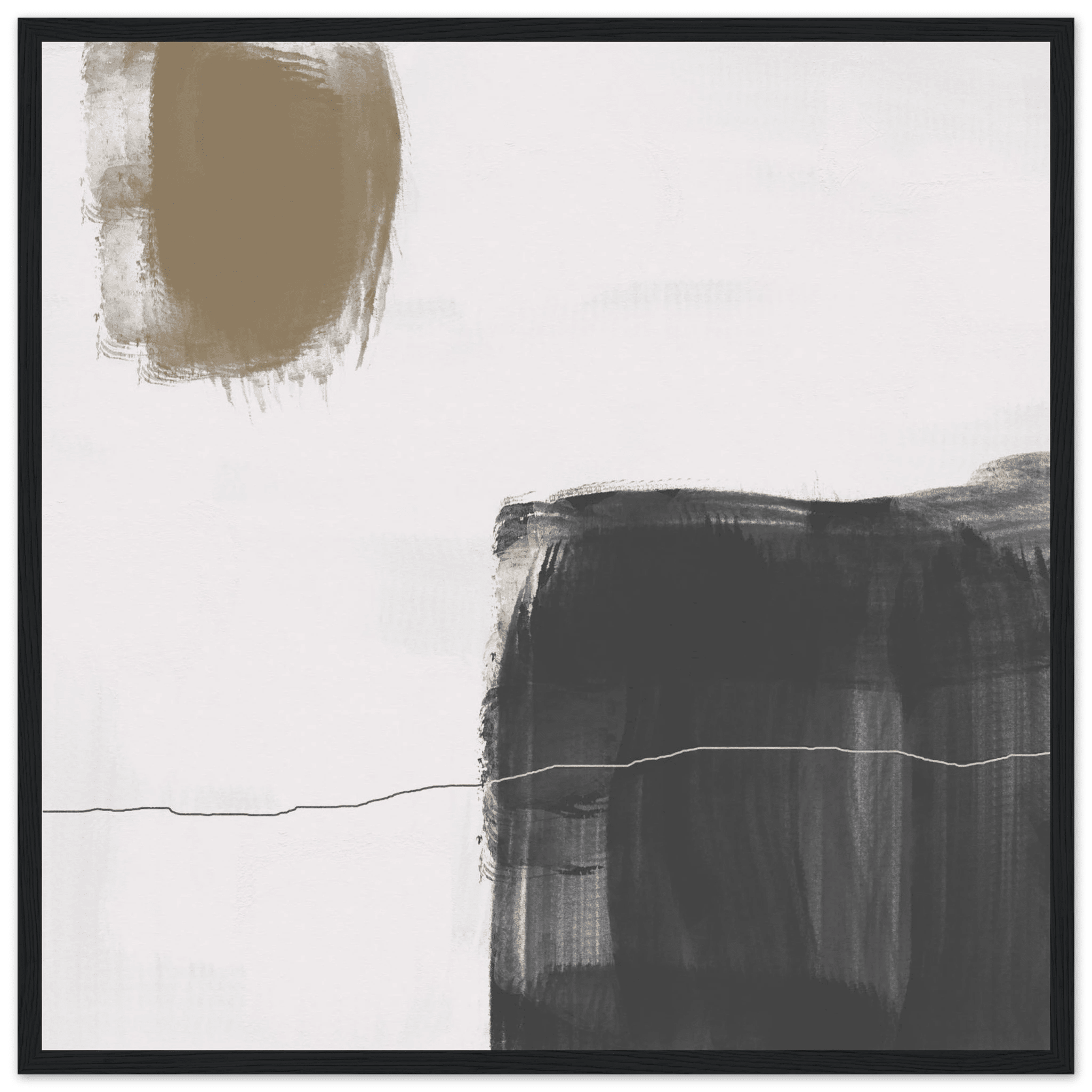 Olive & Black Brushstroke Abstract Poster | Minimalist Square Wall Art | Modern Decor - Evergreen Posters