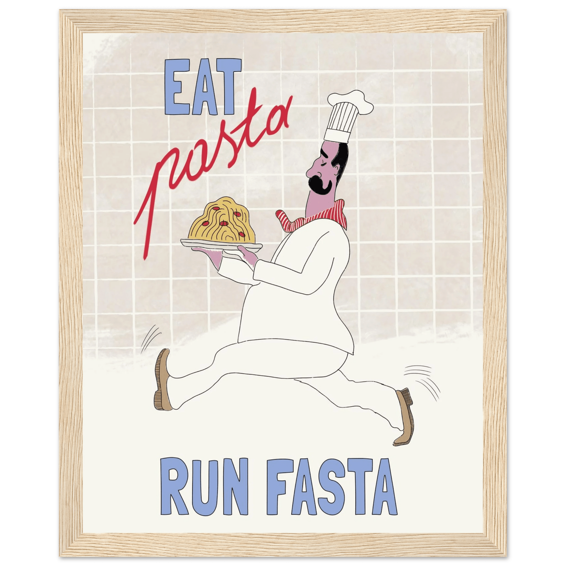 Eat Pasta Run Fasta Poster – Fun Kitchen Wall Art Print (Digital & Printed Options) - Evergreen Posters
