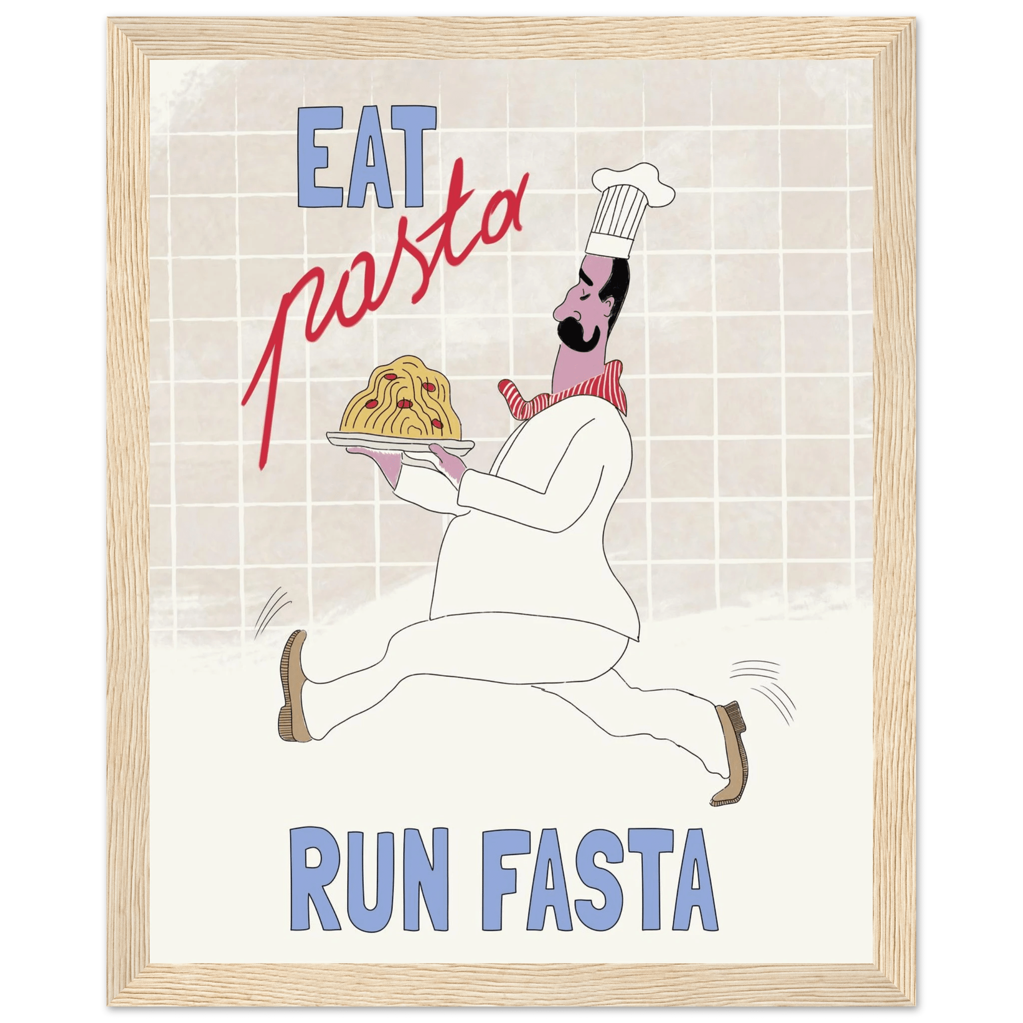 Eat Pasta Run Fasta Poster – Fun Kitchen Wall Art Print (Digital & Printed Options) - Evergreen Posters