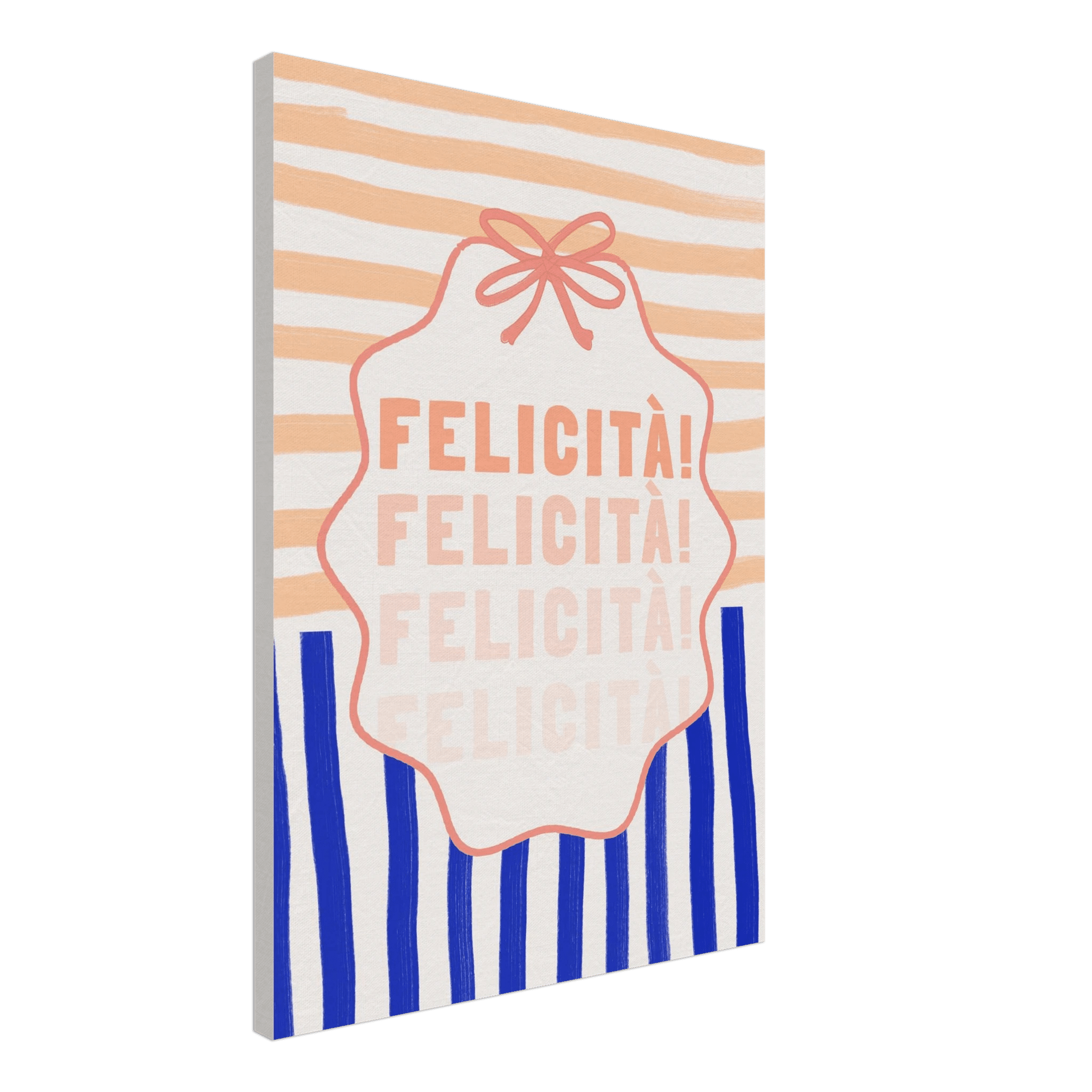 Felicità Italian Happiness Quote Print | Coquette Stripe Wall Art - Evergreen Posters