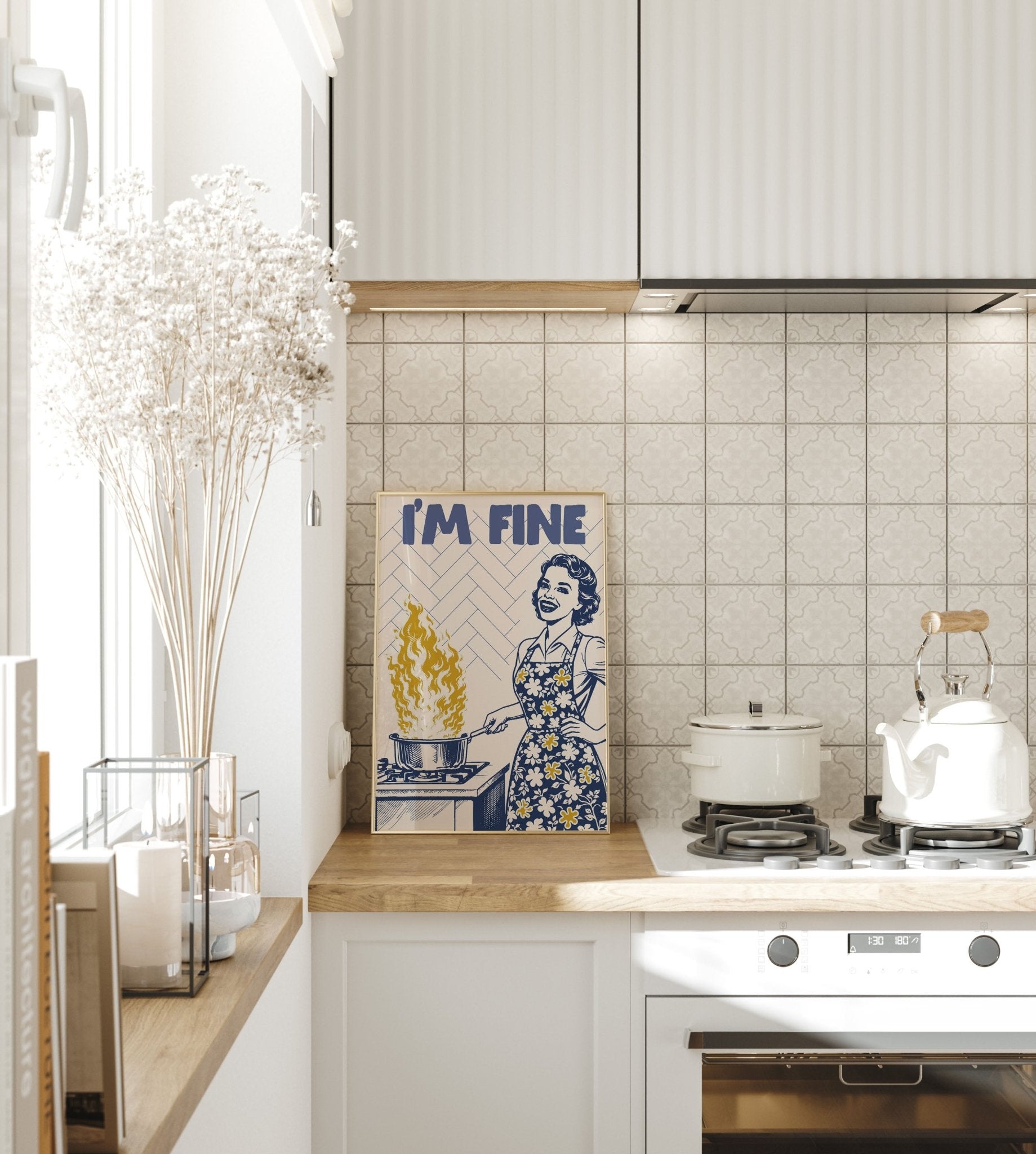 I'm Fine Poster – Funny Retro Kitchen Wall Art Print (Digital & Printed Options) - Evergreen Posters