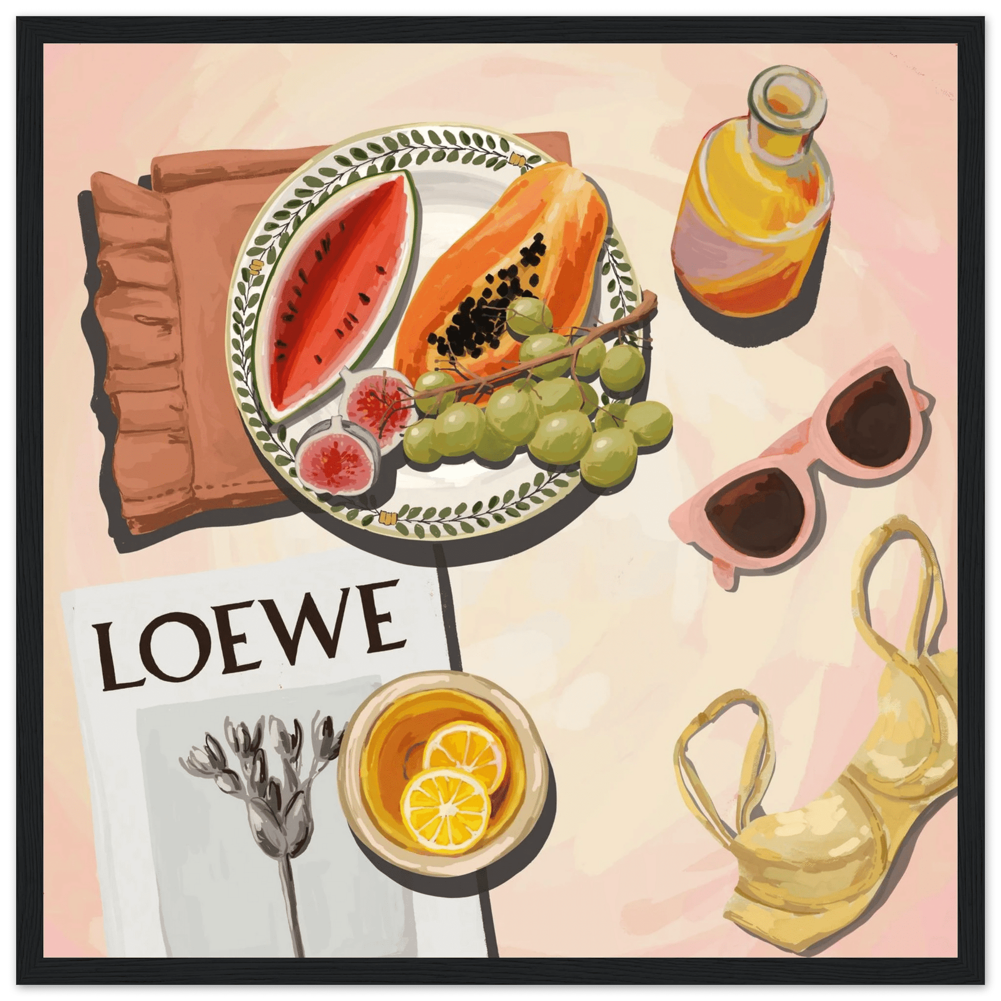 Loewe Summer Fruits Poster | Dopamine Decor Food Wall Art | Pastel Square Kitchen Print - Evergreen Posters - 17