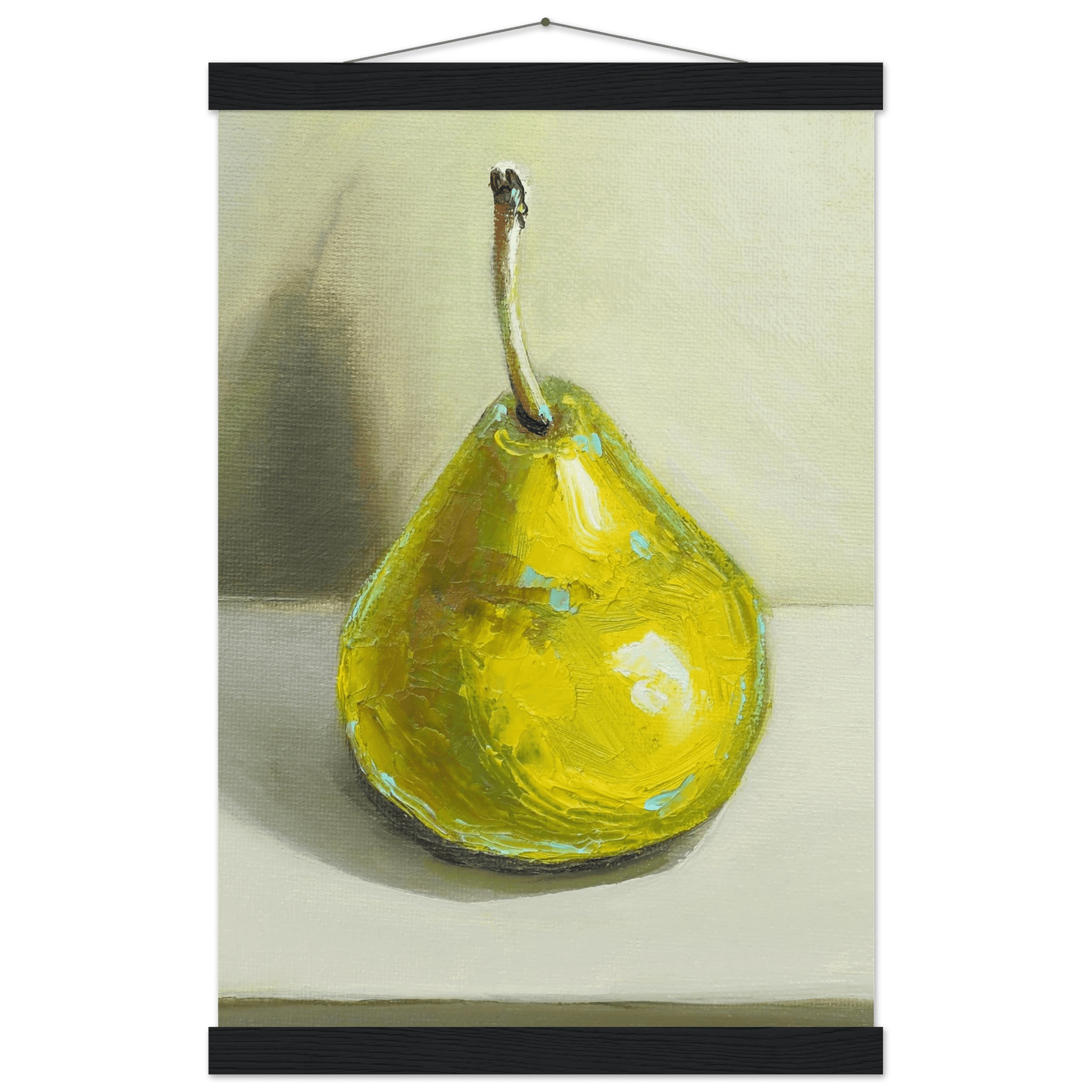 Pear Print | Green Pear Oil Painting Wall Art | Kitchen Poster - Evergreen Posters