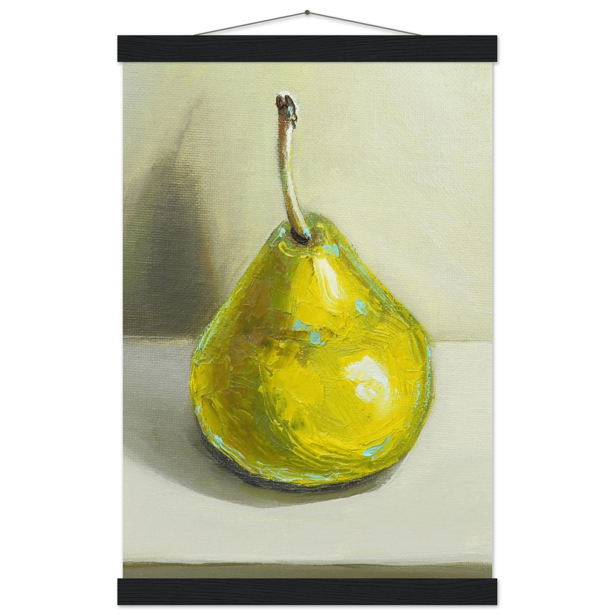 Pear Print | Green Pear Oil Painting Wall Art | Kitchen Poster - Evergreen Posters