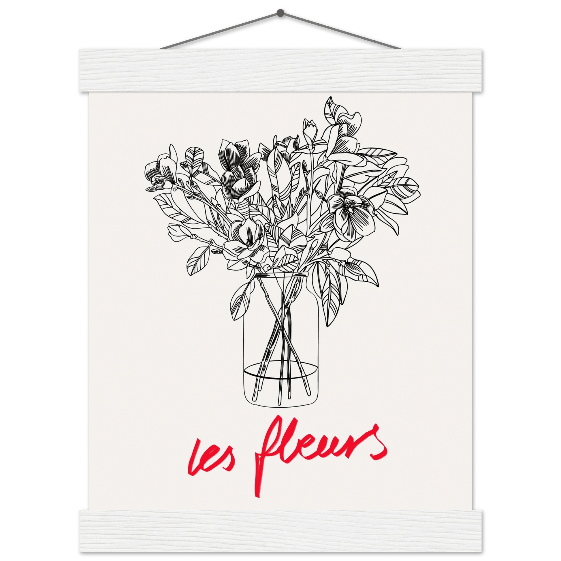 Les Fleurs Botanical Poster | French Flower Line Art Print | Minimalist Floral Wall Decor - Evergreen Posters