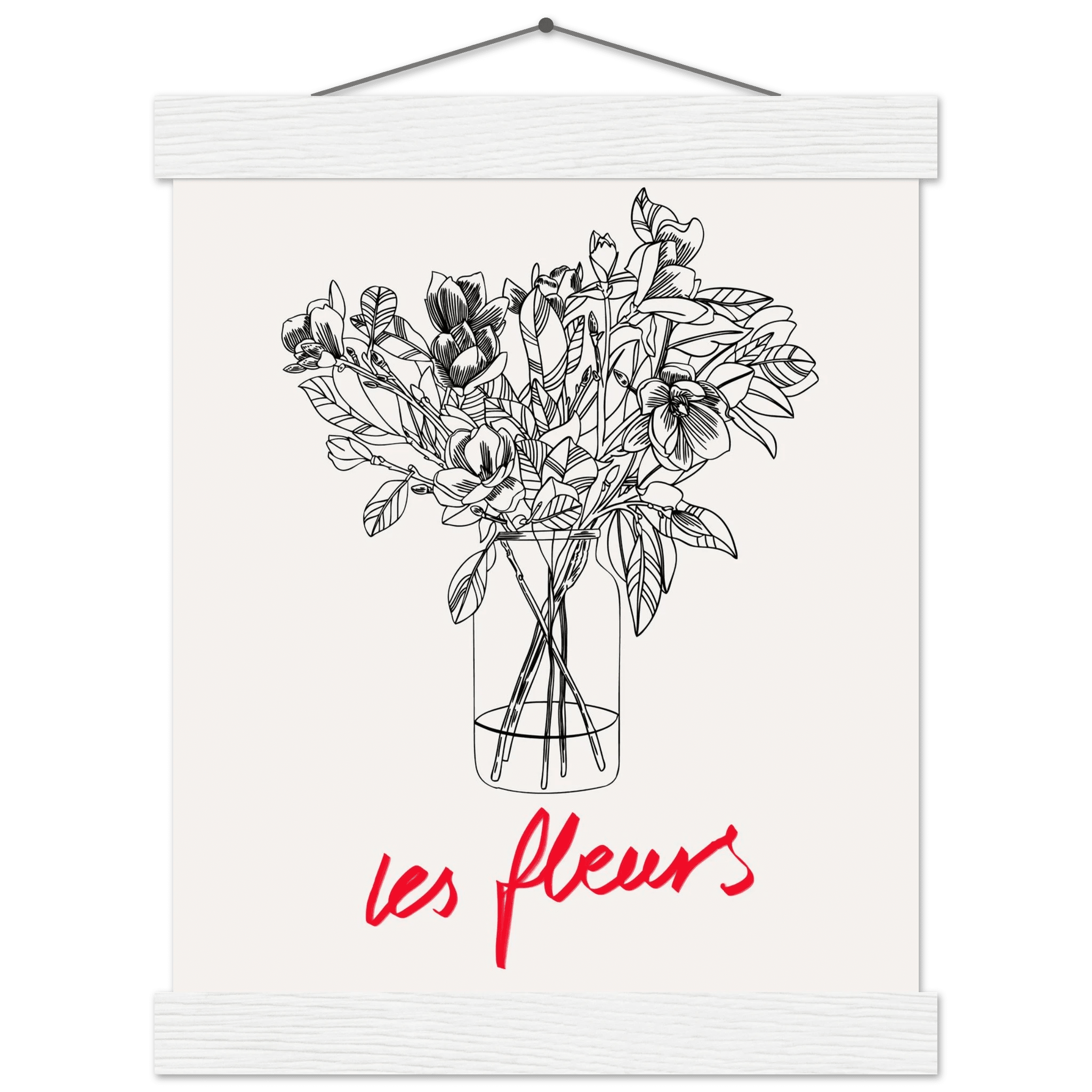 Les Fleurs Botanical Poster | French Flower Line Art Print | Minimalist Floral Wall Decor - Evergreen Posters