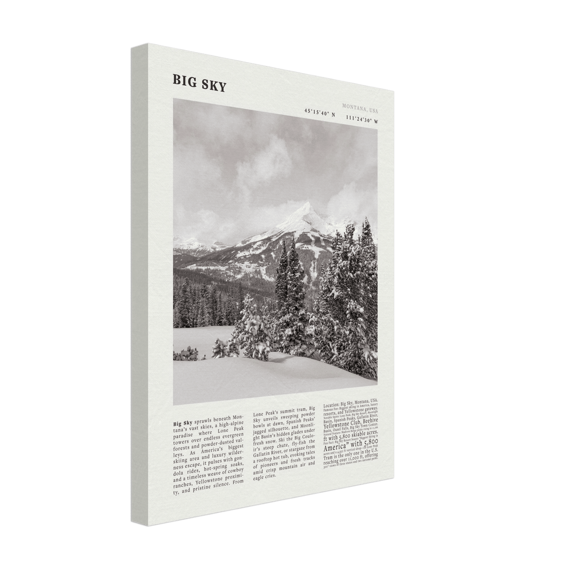 Big Sky Montana Poster Black and White – Vintage Lone Peak Ski Resort Print (Digital & Printed Options) - Evergreen Posters