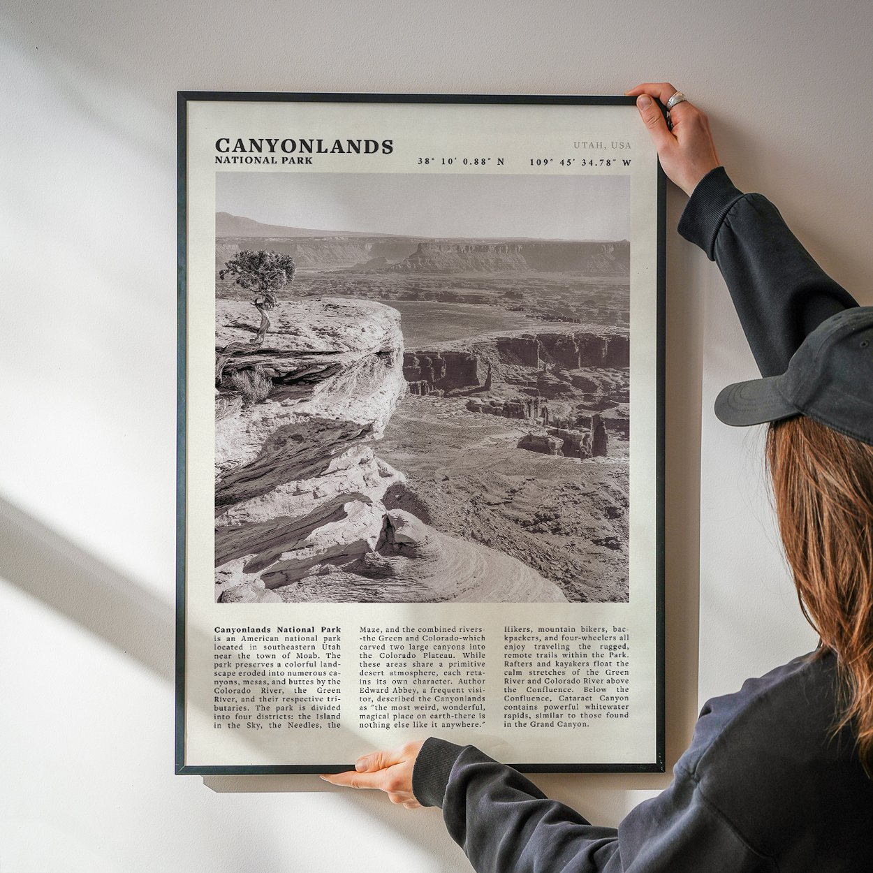 Canyonlands National Park Poster | Black & White Utah Wall Art | Canyon Travel Print - Evergreen Posters