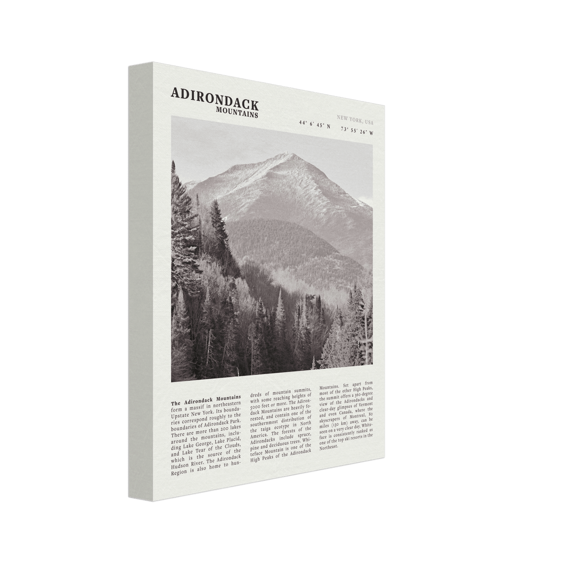 Adirondack Mountains Poster | Black & White New York Nature Wall Art | Hiking Print - Evergreen Posters