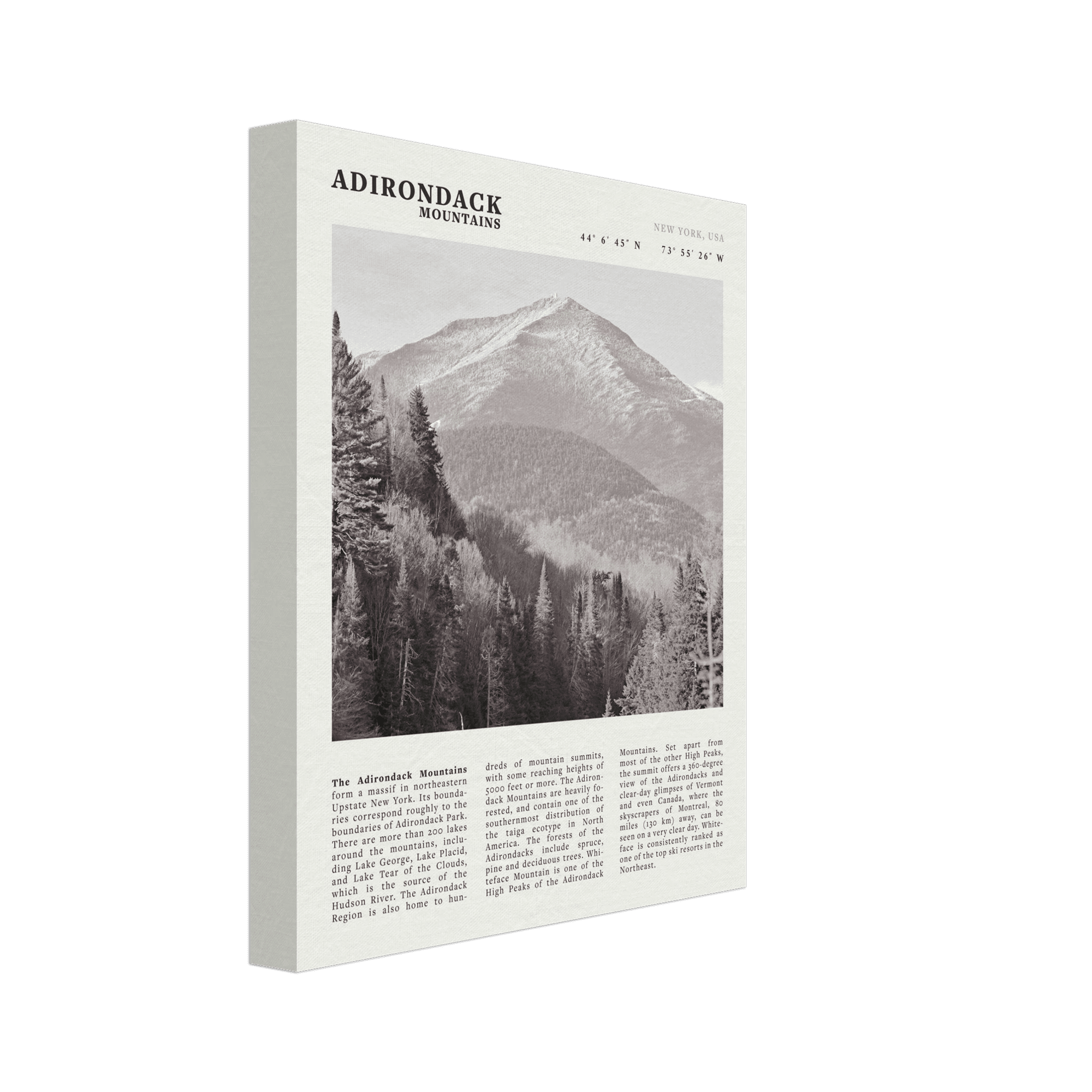 Adirondack Mountains Poster | Black & White New York Nature Wall Art | Hiking Print - Evergreen Posters