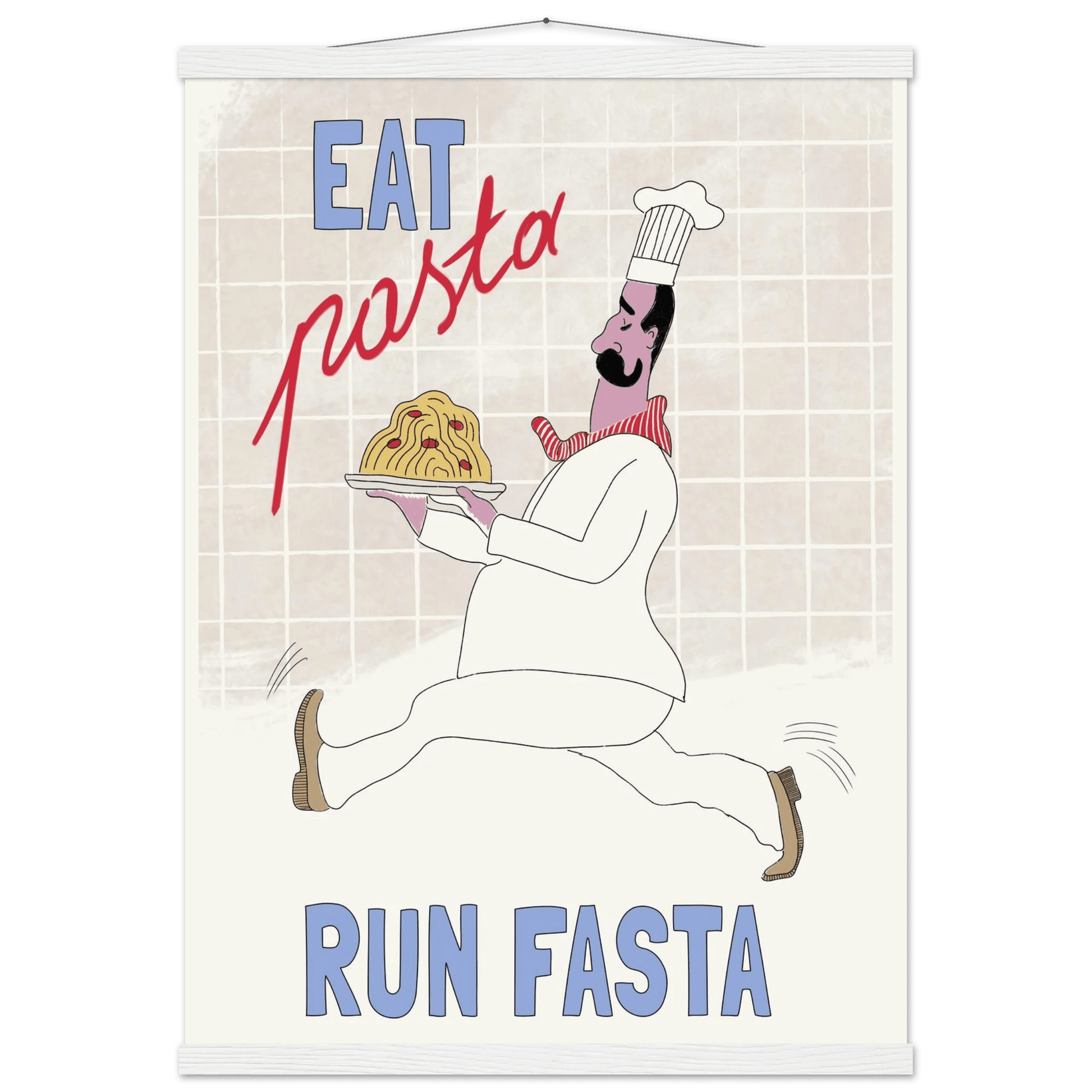 Eat Pasta Run Fasta Poster – Fun Kitchen Wall Art Print (Digital & Printed Options) - Evergreen Posters