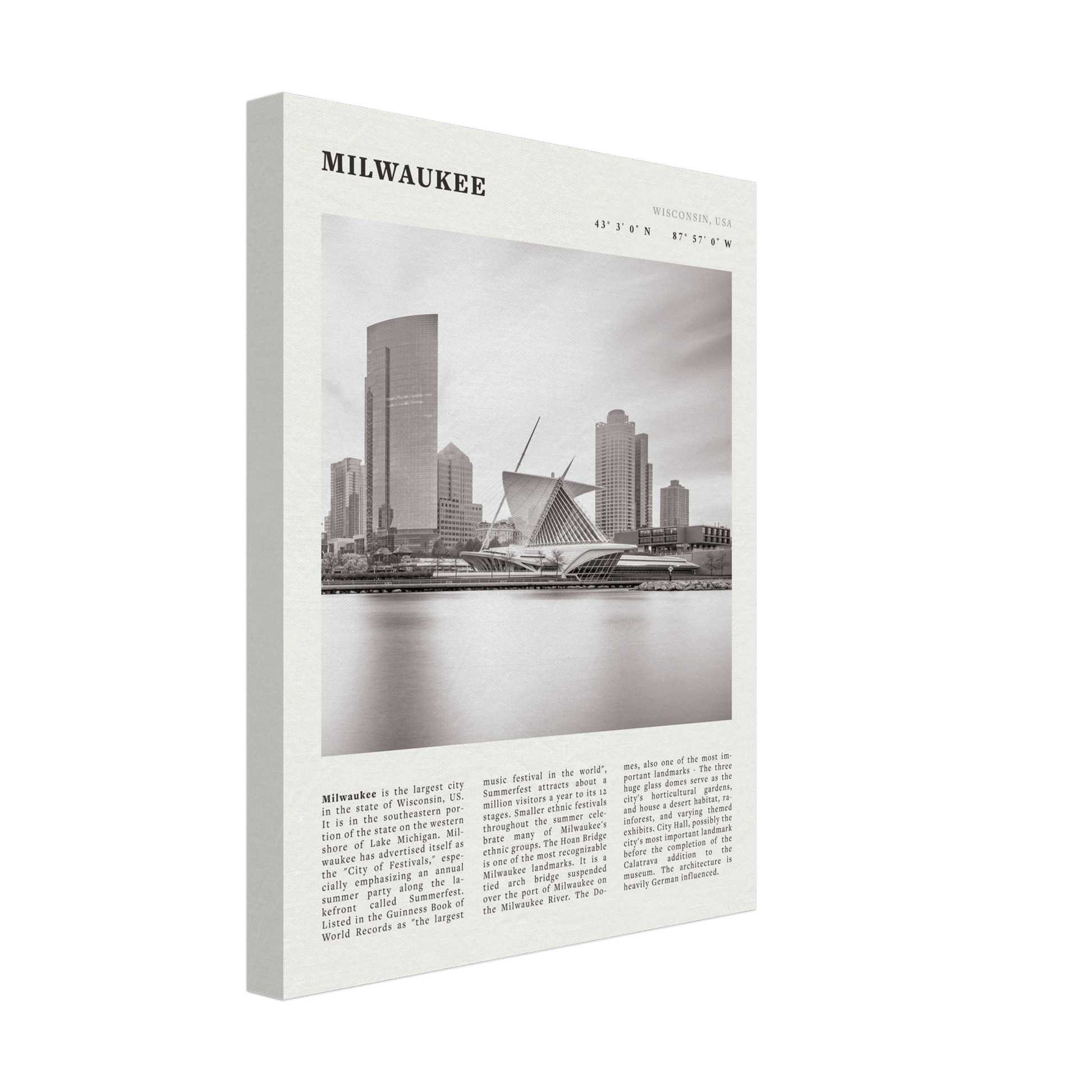 Milwaukee Poster | Black & White Wisconsin City Wall Art | USA Travel Print - Evergreen Posters