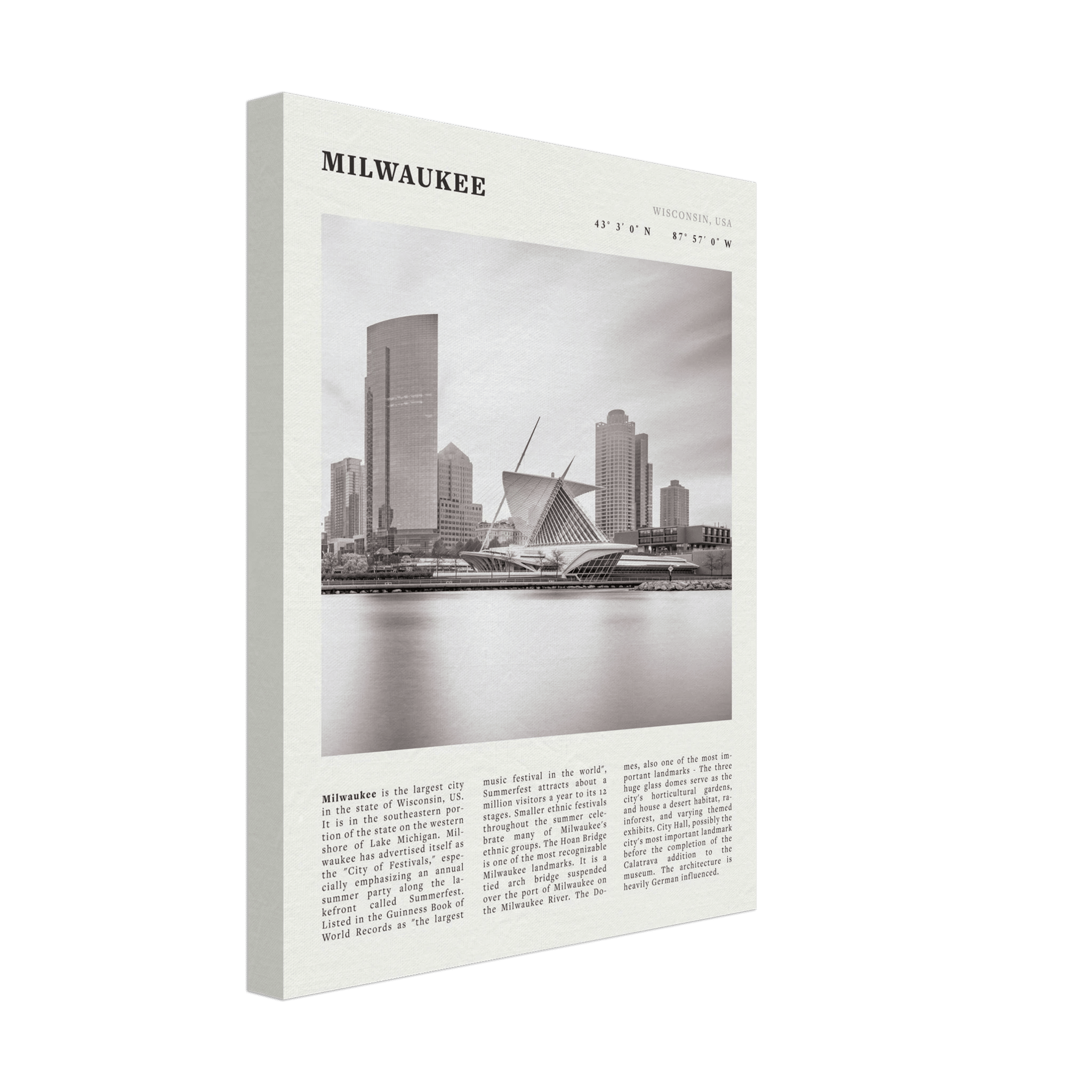 Milwaukee Poster | Black & White Wisconsin City Wall Art | USA Travel Print - Evergreen Posters