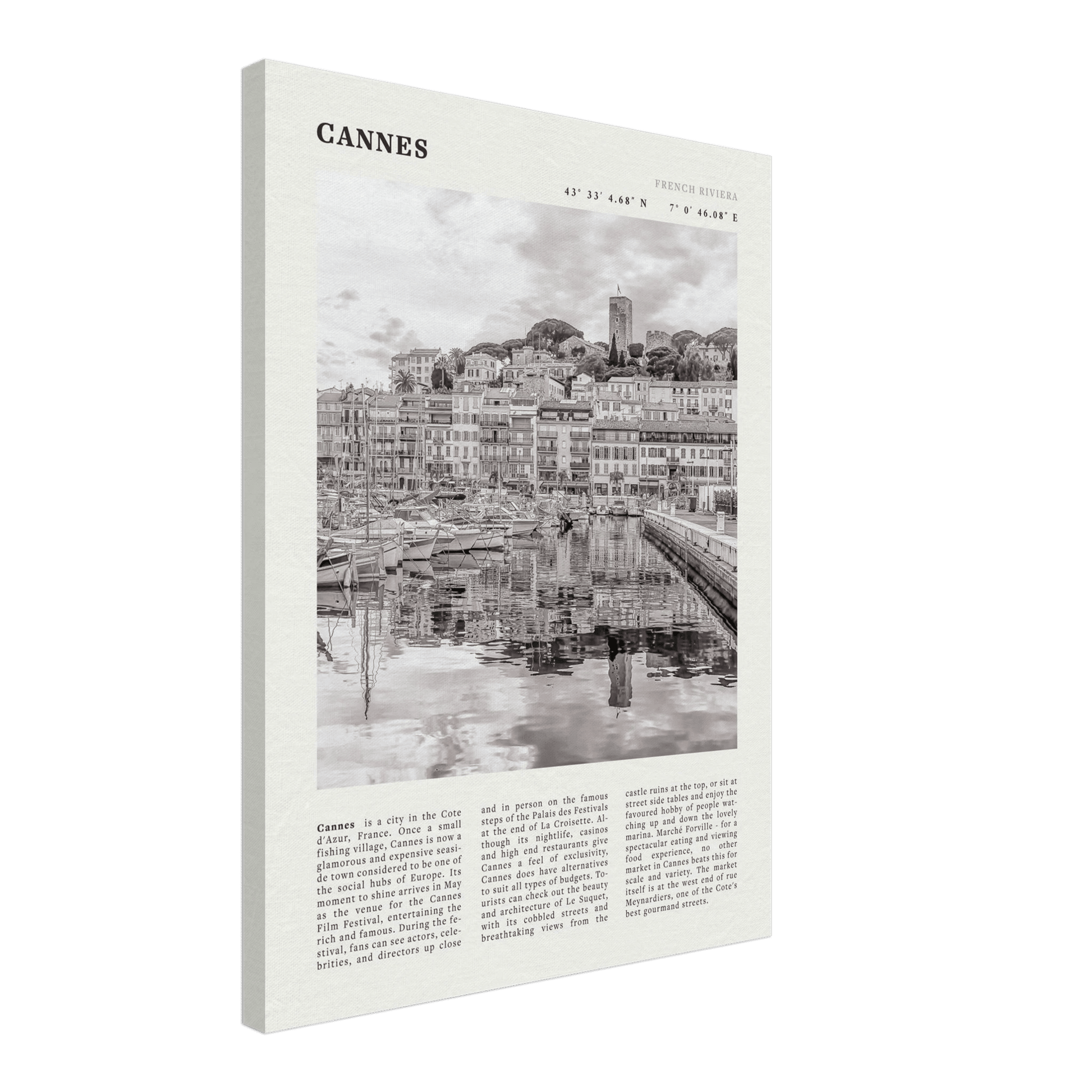 Cannes Poster | Black & White French Riviera Wall Art | France Travel Print - Evergreen Posters