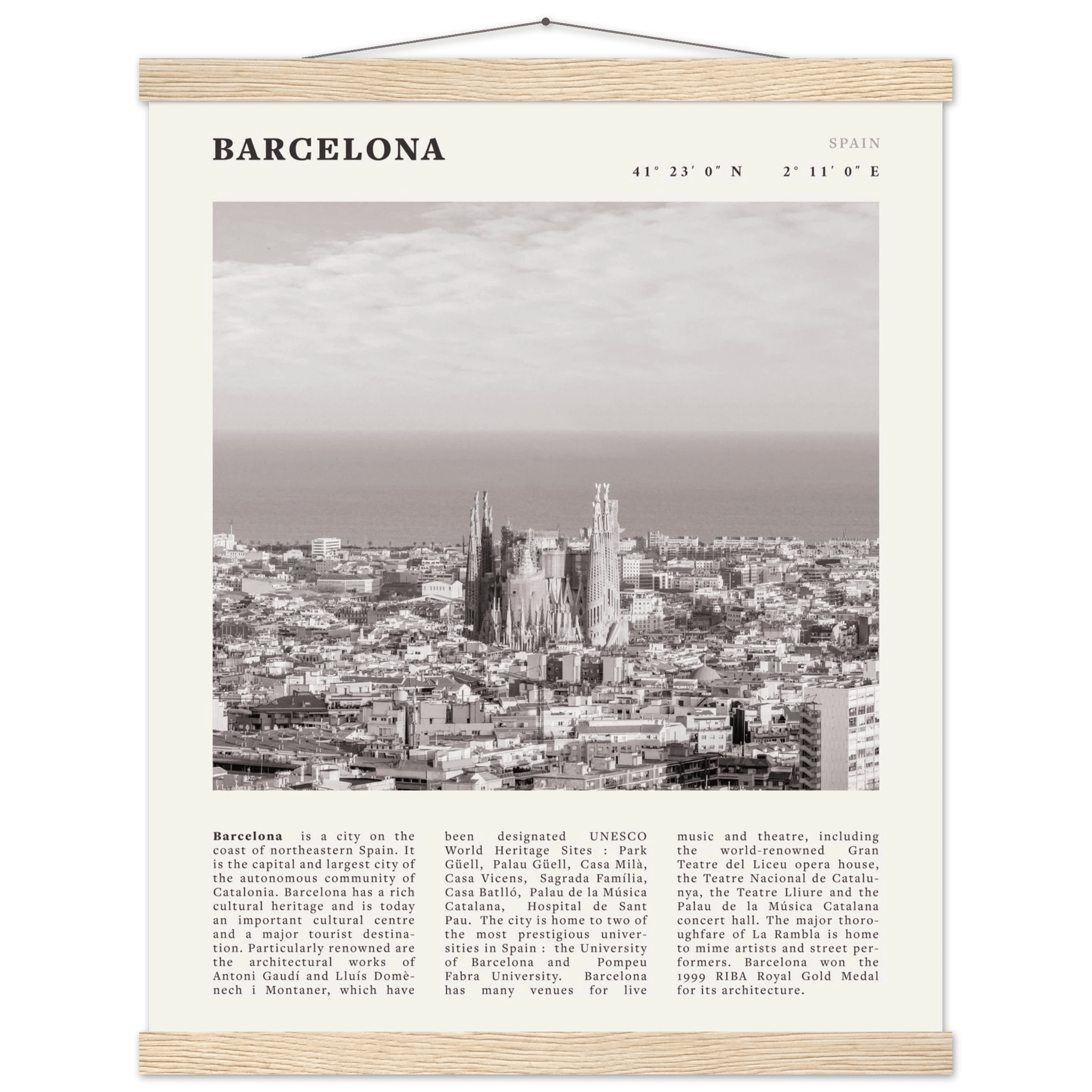 Barcelona Poster | Black & White Sagrada Familia Wall Art | Spain Travel Print - Evergreen Posters