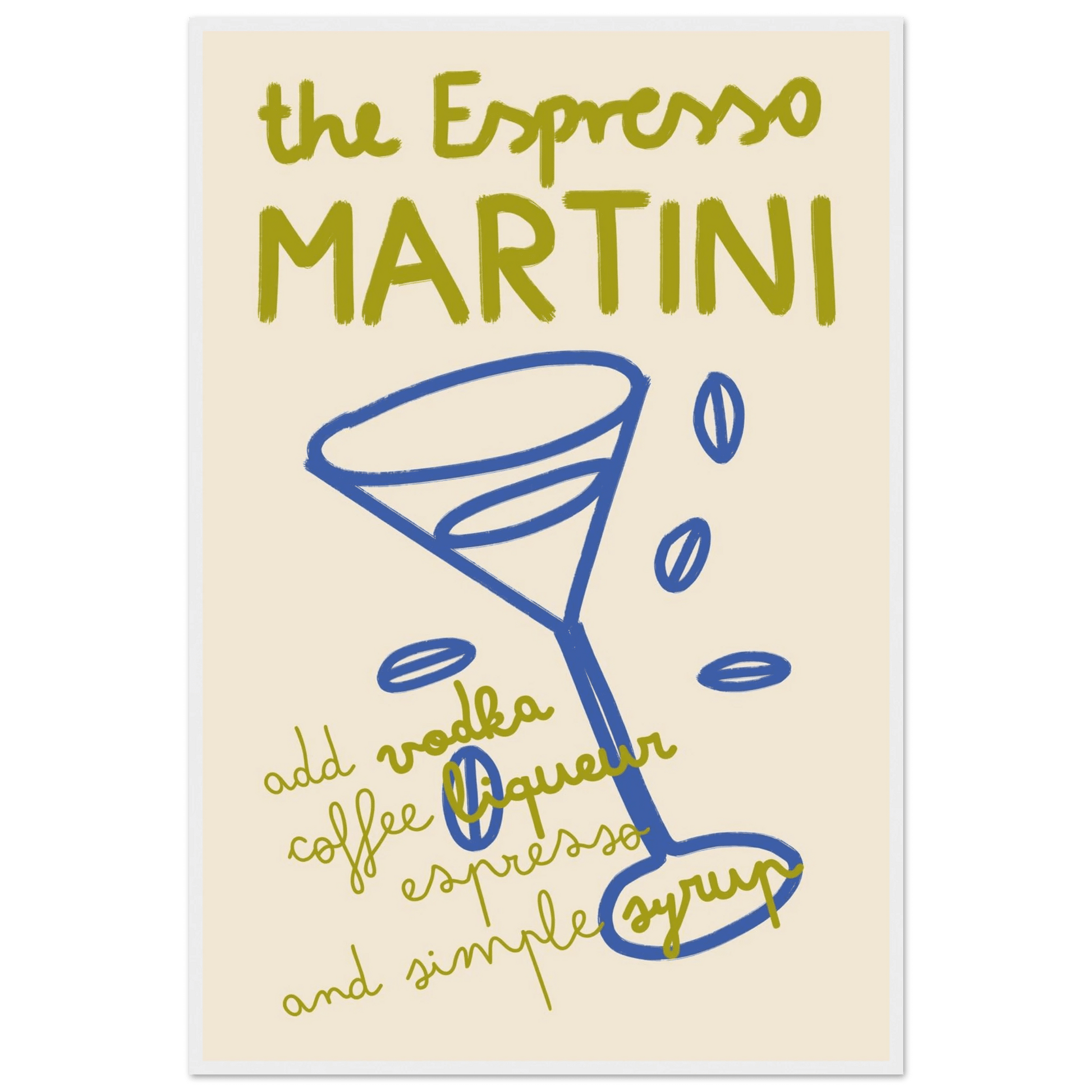 Espresso Martini Print | Cocktail Recipe Wall Art | Kitchen Bar Poster - Evergreen Posters