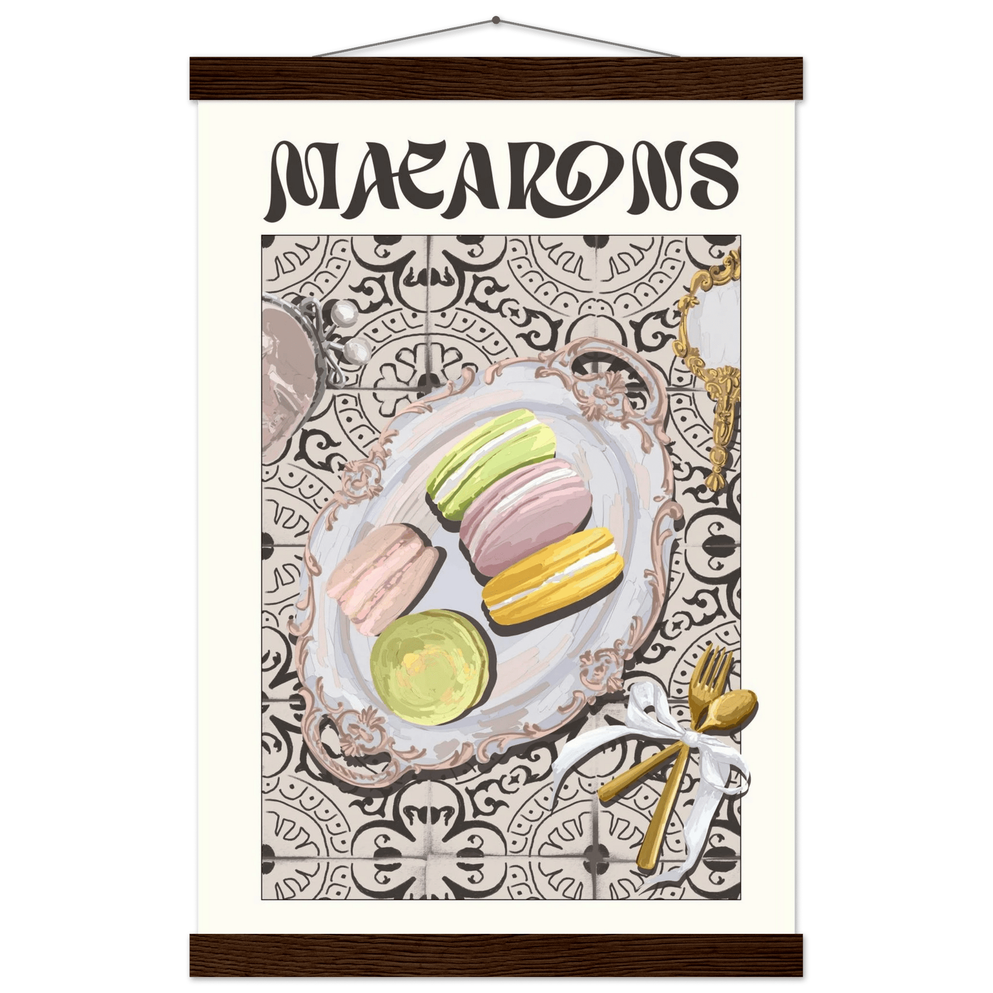 Macarons Poster – Playful French Patisserie Kitchen Wall Art Print (Digital & Printed Options) - Evergreen Posters