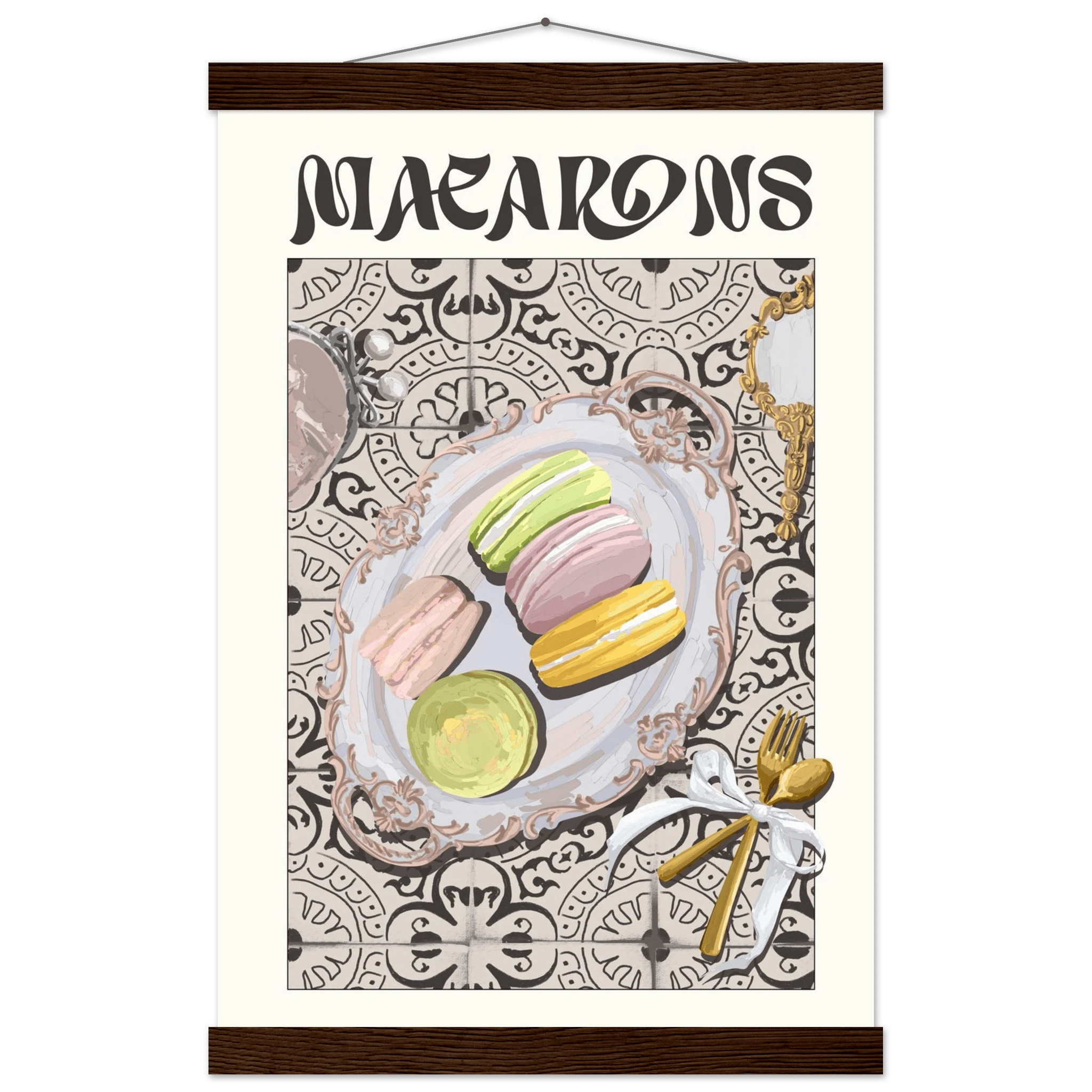 Macarons Poster – Playful French Patisserie Kitchen Wall Art Print (Digital & Printed Options) - Evergreen Posters