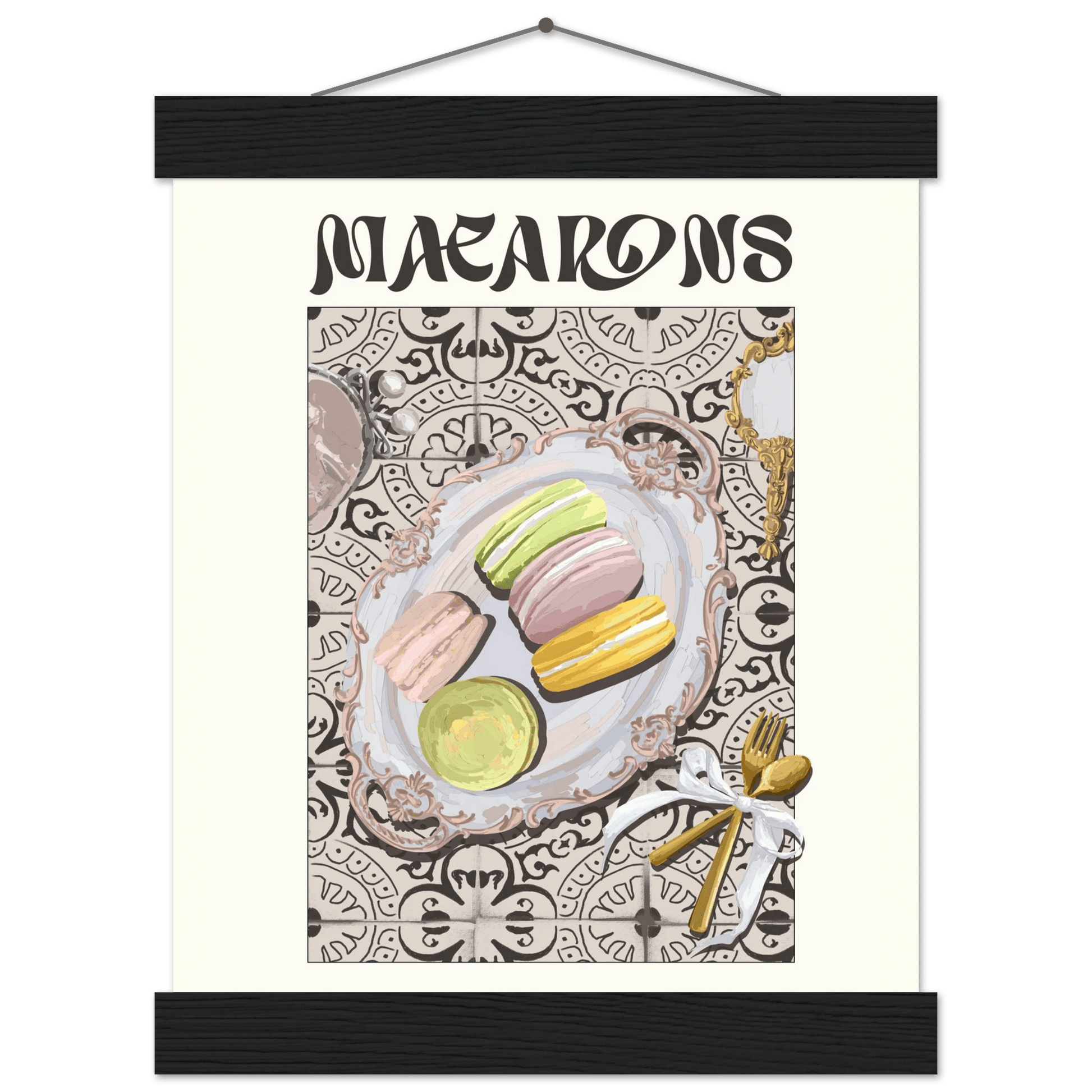 Macarons Poster – Playful French Patisserie Kitchen Wall Art Print (Digital & Printed Options) - Evergreen Posters