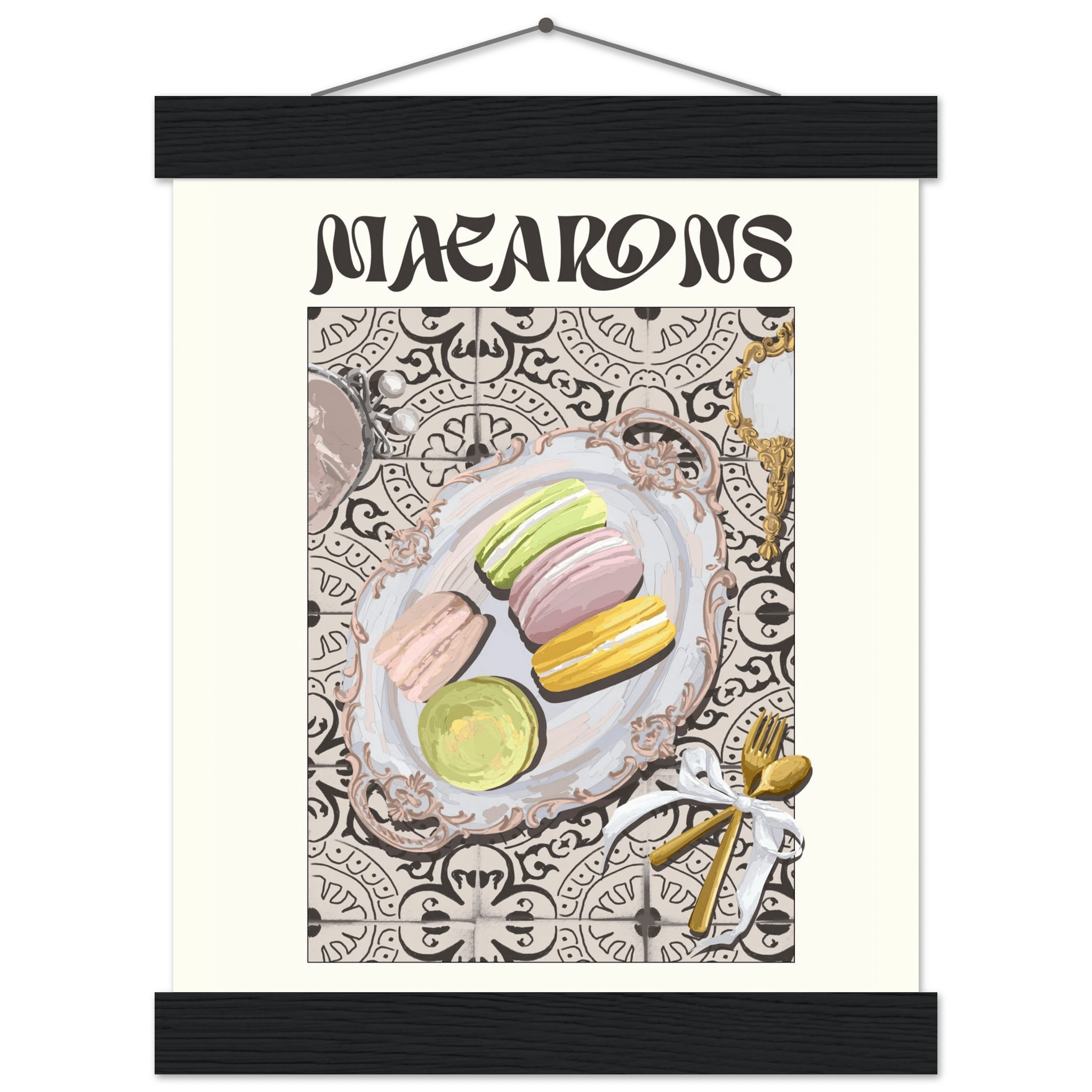 Macarons Poster – Playful French Patisserie Kitchen Wall Art Print (Digital & Printed Options) - Evergreen Posters