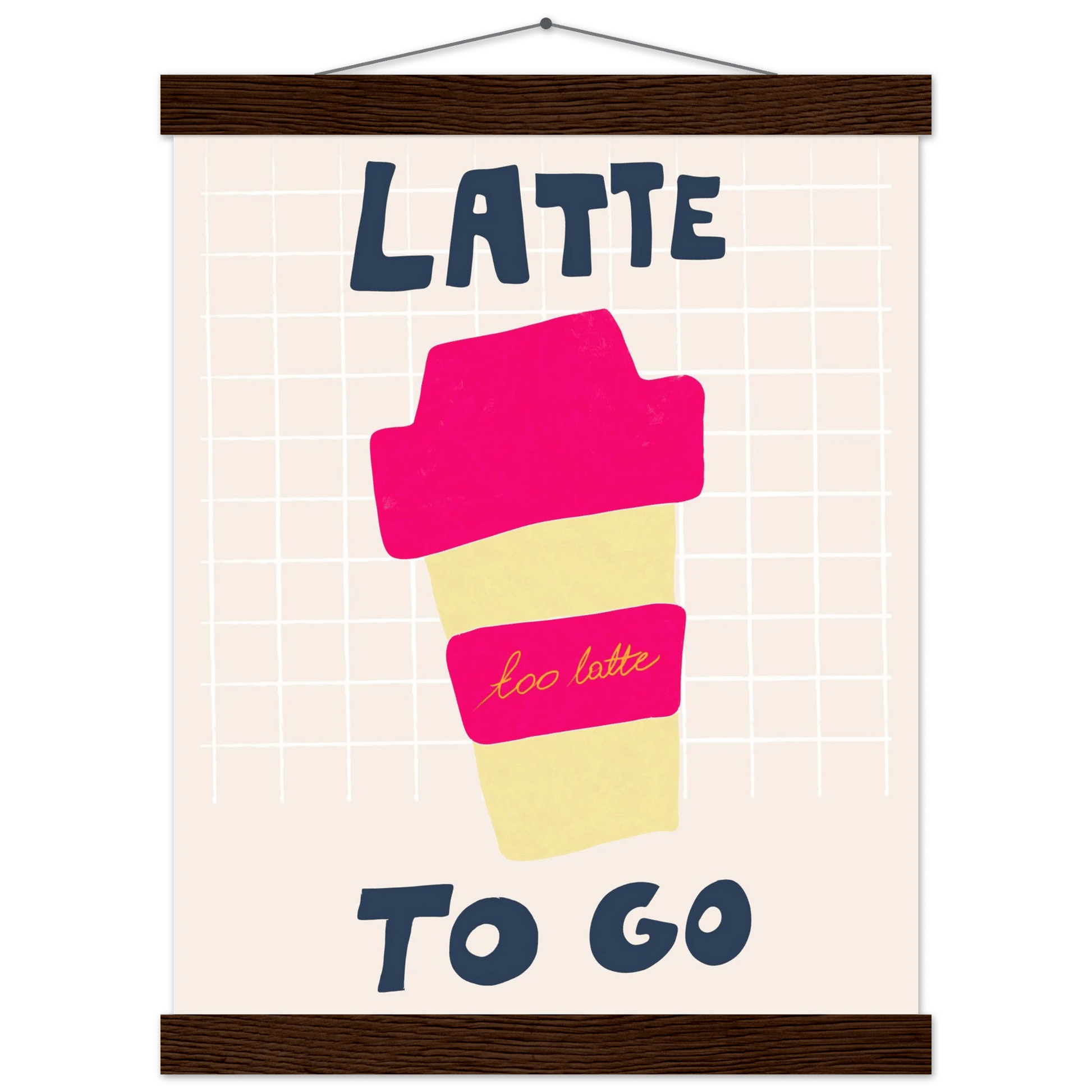 Latte To Go Poster – Playful Coffee Kitchen Wall Art Print (Digital & Printed Options) - Evergreen Posters