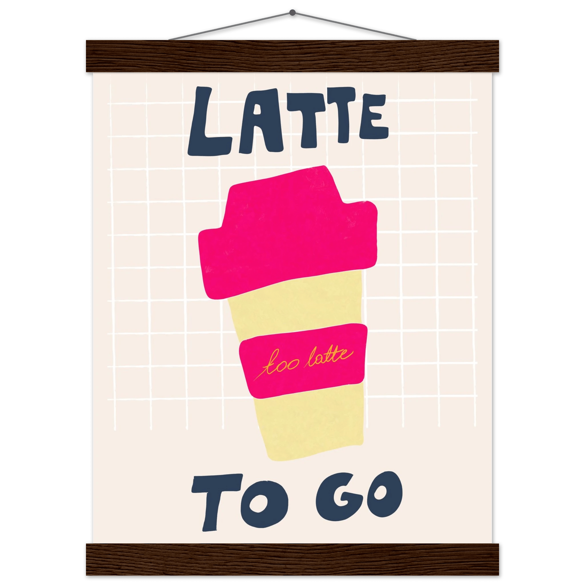 Latte To Go Poster – Playful Coffee Kitchen Wall Art Print (Digital & Printed Options) - Evergreen Posters