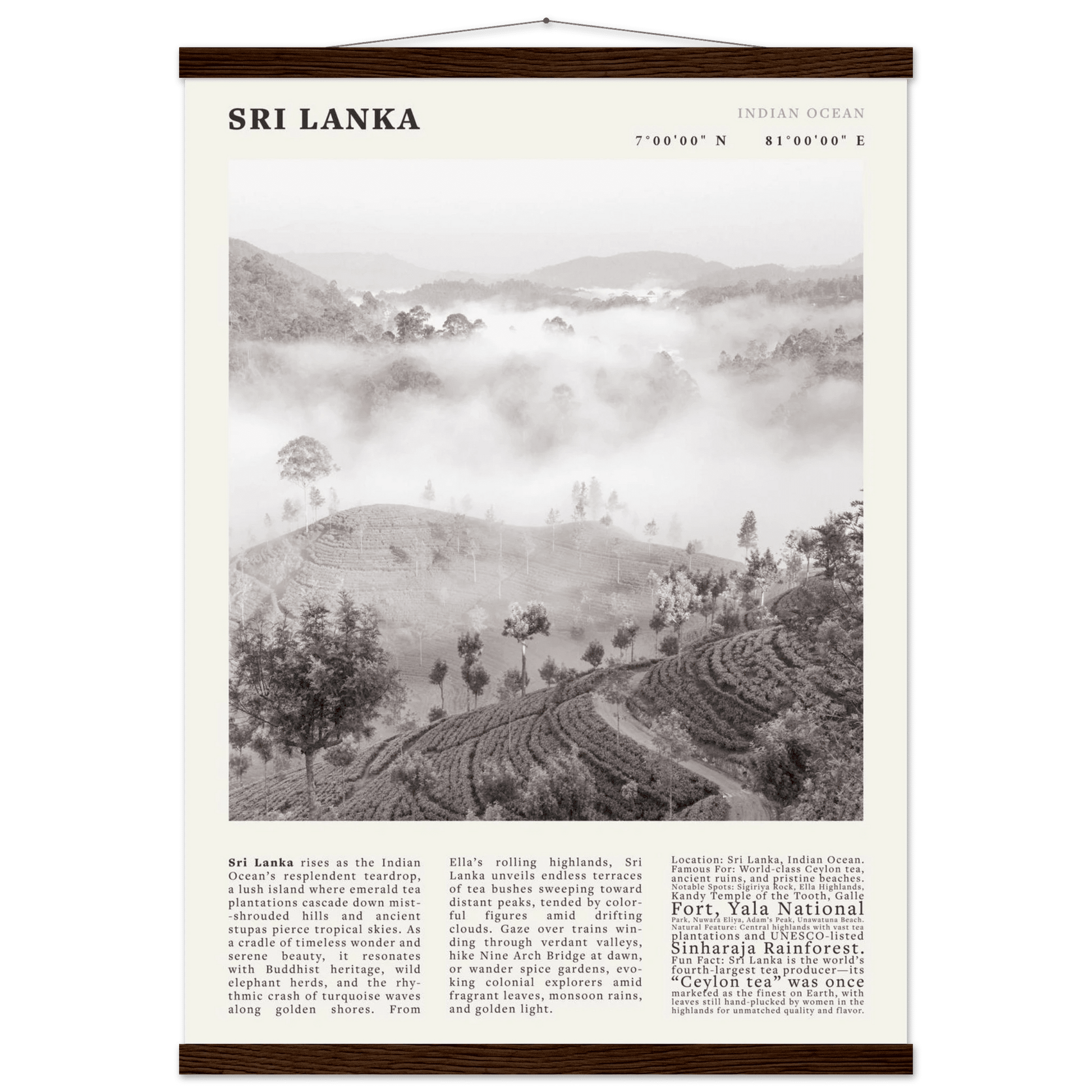 Sri Lanka Poster Black and White – Vintage Ceylon Tea Plantation Print (Digital & Printed Options) - Evergreen Posters