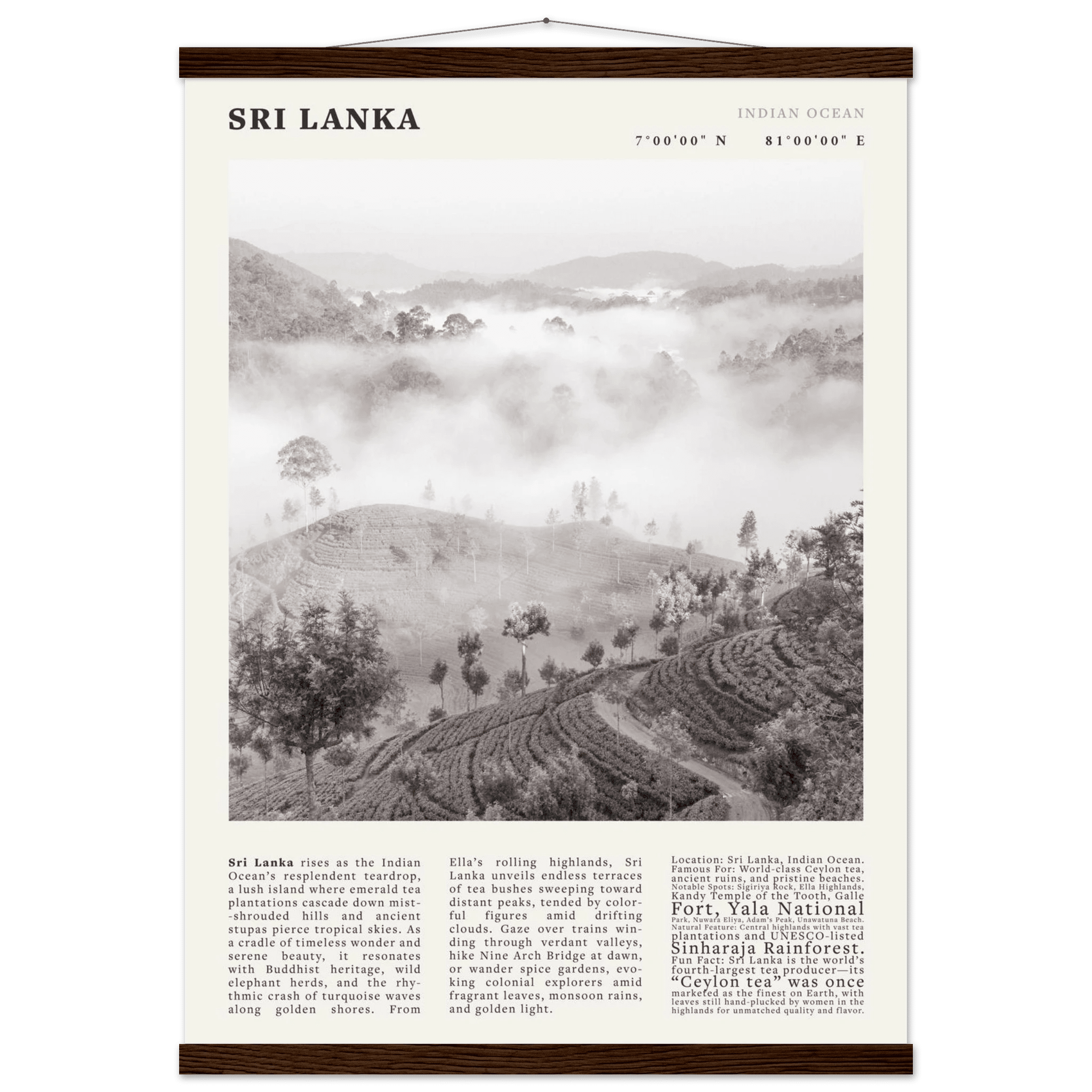 Sri Lanka Poster Black and White – Vintage Ceylon Tea Plantation Print (Digital & Printed Options) - Evergreen Posters