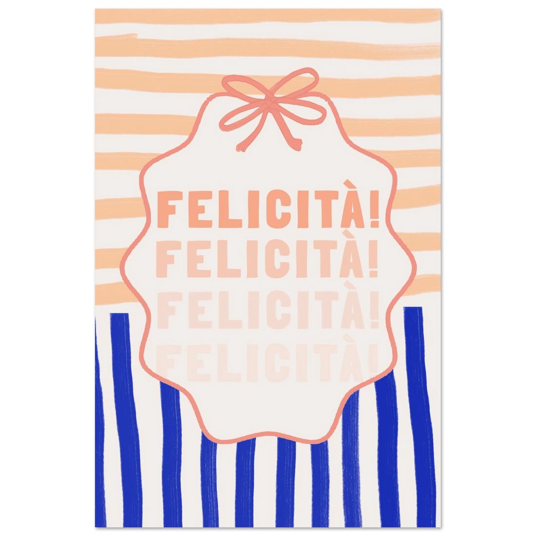 Felicità Italian Happiness Quote Print | Coquette Stripe Wall Art - Evergreen Posters