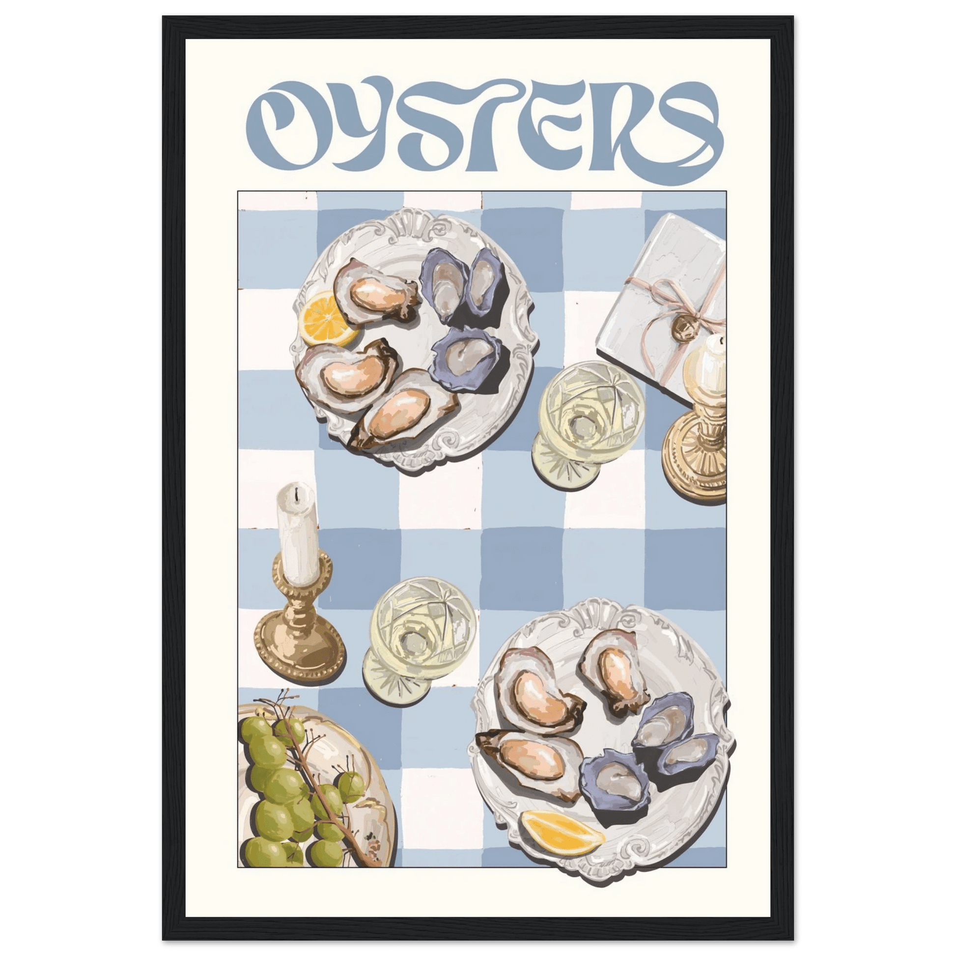 Oysters Poster – Playful Seafood Kitchen Wall Art Print (Digital & Printed Options) - Evergreen Posters