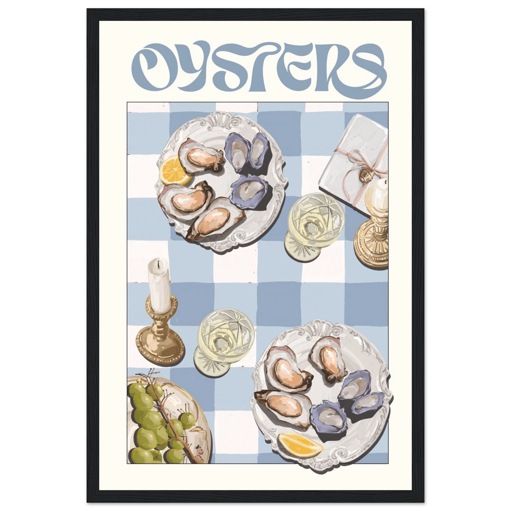 Oysters Poster – Playful Seafood Kitchen Wall Art Print (Digital & Printed Options) - Evergreen Posters