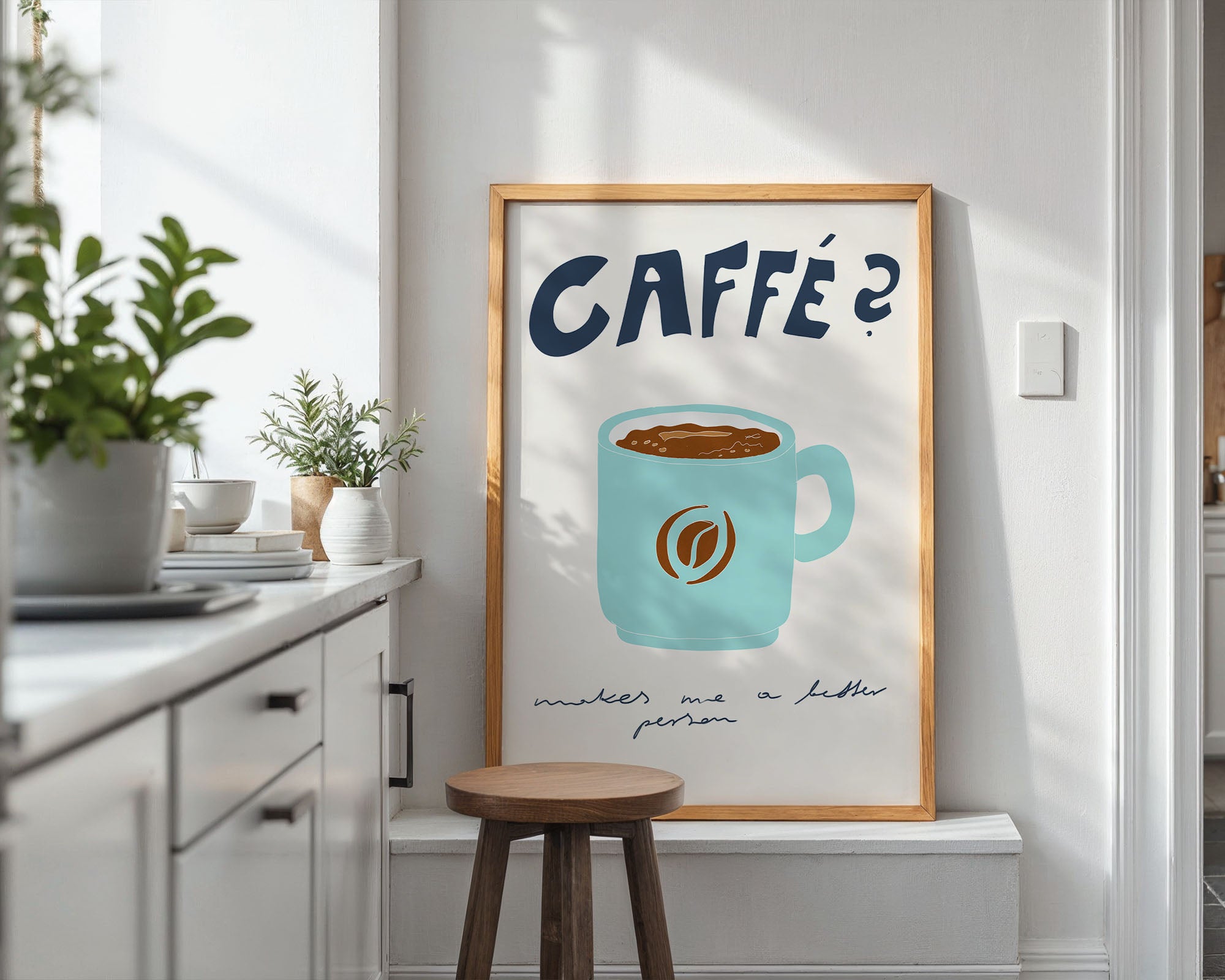 Caffé Makes Me a Better Person Poster – Cozy Coffee Kitchen Wall Art Print (Digital & Printed Options) - Evergreen Posters