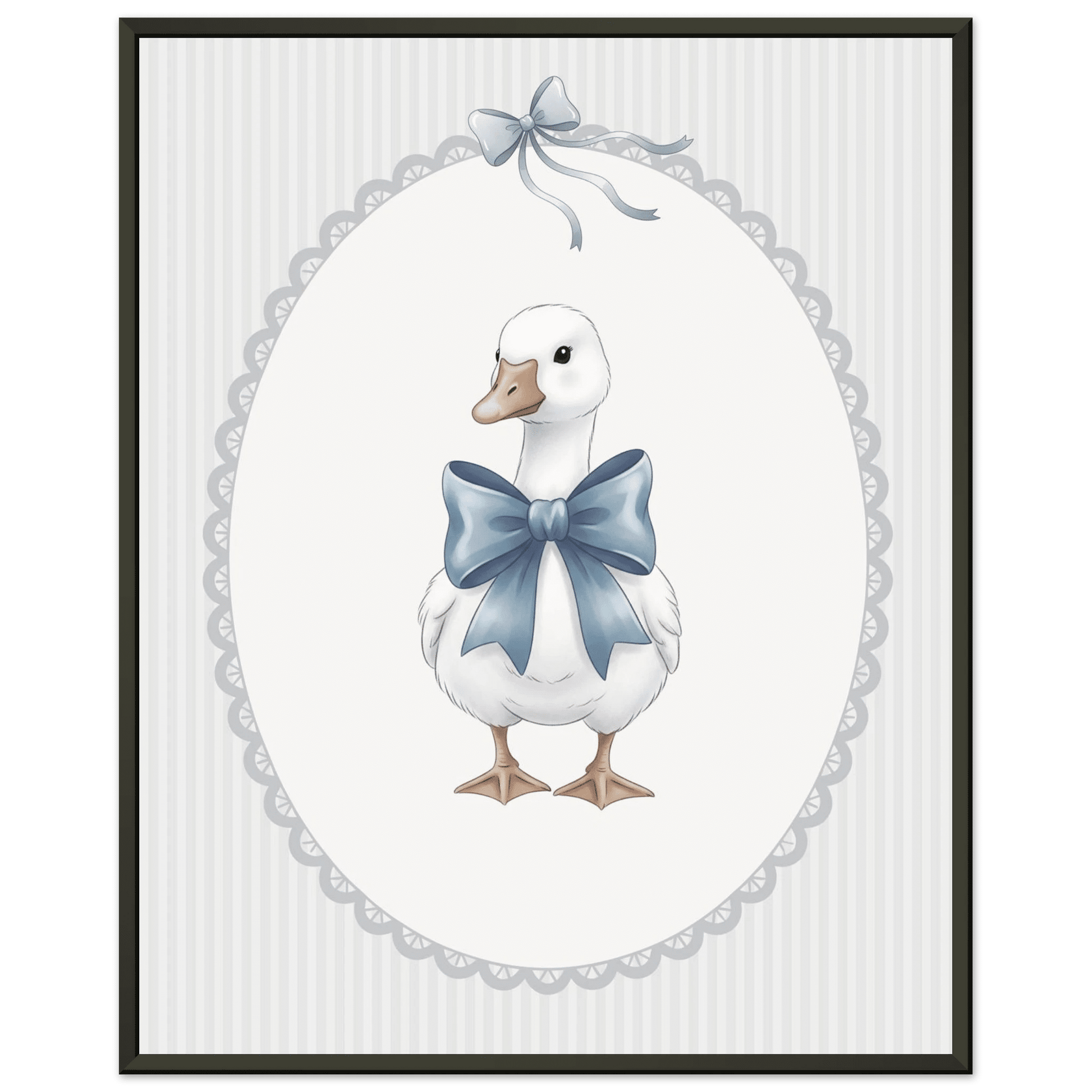 Blue Bow Duck Nursery Poster – Sweet Baby Room Wall Art Print - Evergreen Posters