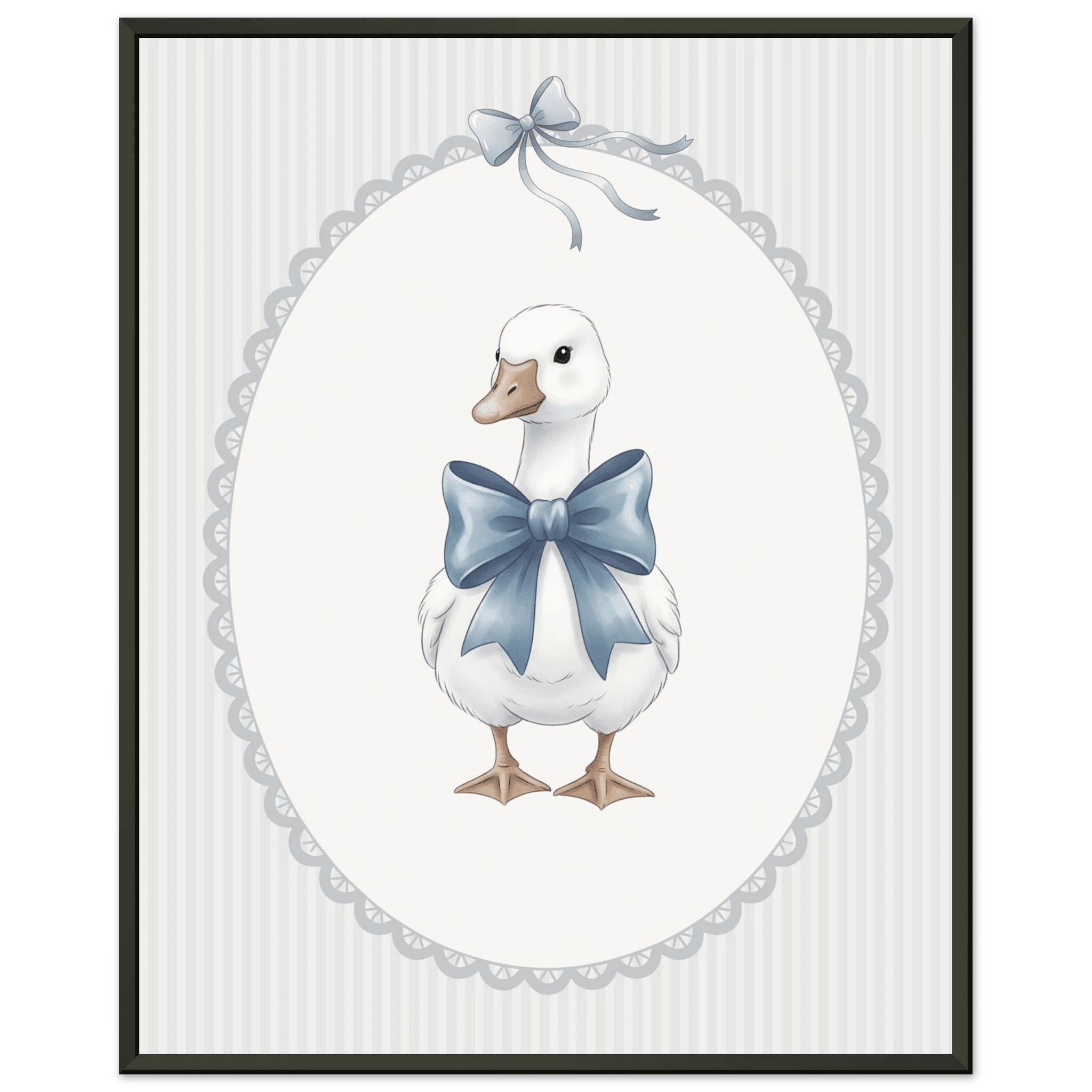 Blue Bow Duck Nursery Poster – Sweet Baby Room Wall Art Print - Evergreen Posters