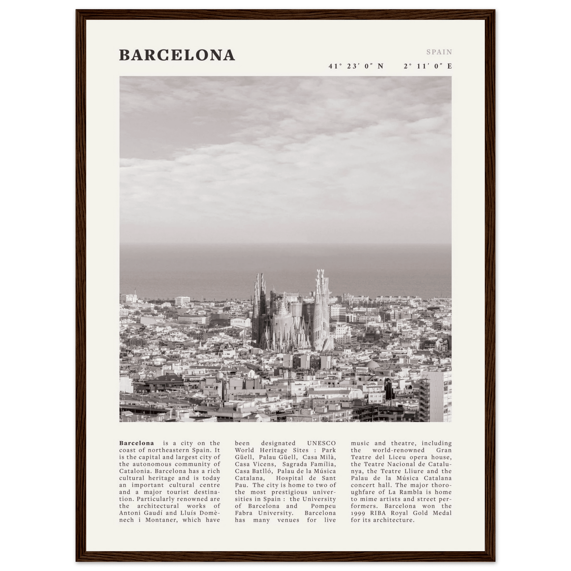 Barcelona Poster | Black & White Sagrada Familia Wall Art | Spain Travel Print - Evergreen Posters