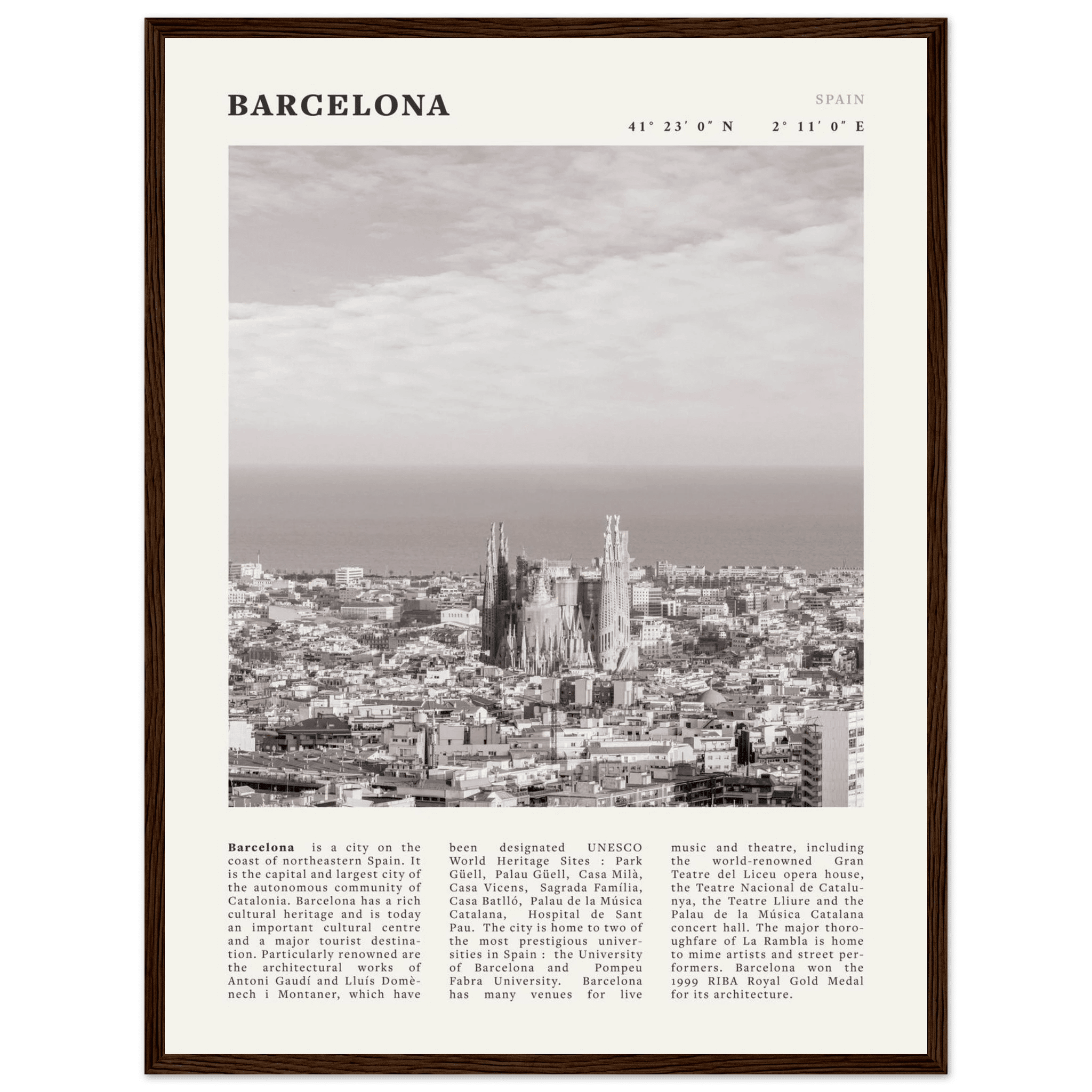 Barcelona Poster | Black & White Sagrada Familia Wall Art | Spain Travel Print - Evergreen Posters
