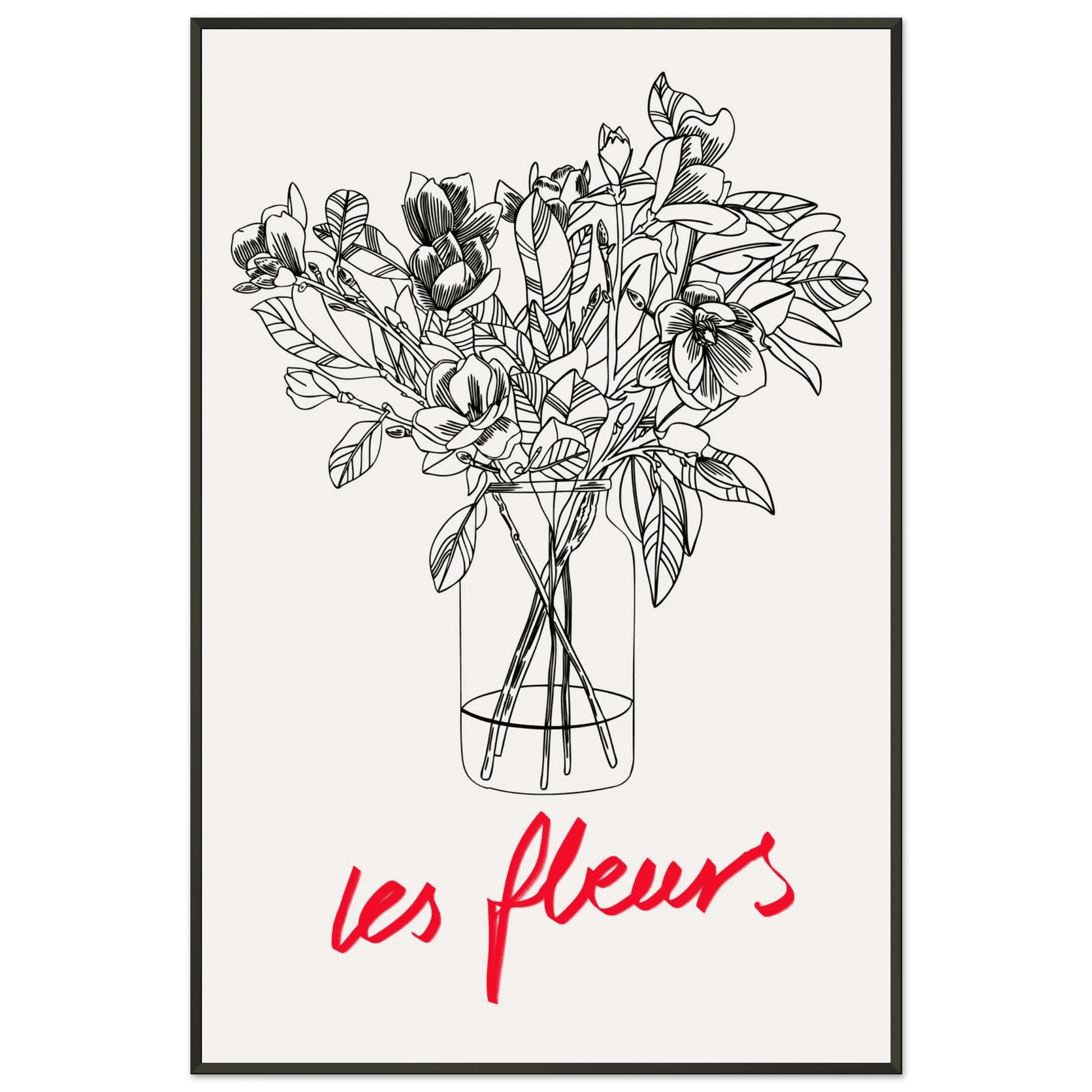 Les Fleurs Botanical Poster | French Flower Line Art Print | Minimalist Floral Wall Decor - Evergreen Posters
